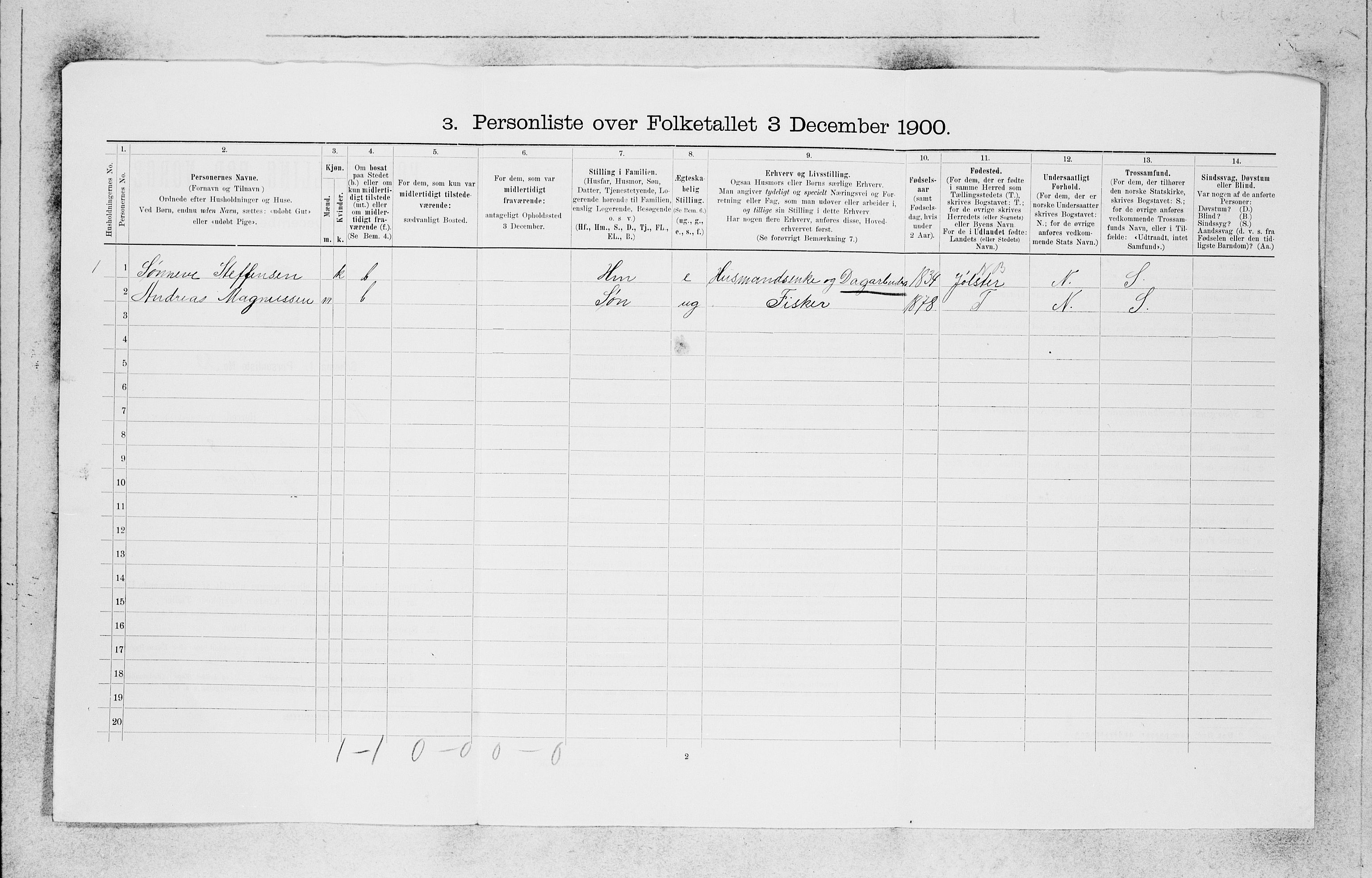 SAB, 1900 census for Kinn, 1900, p. 893