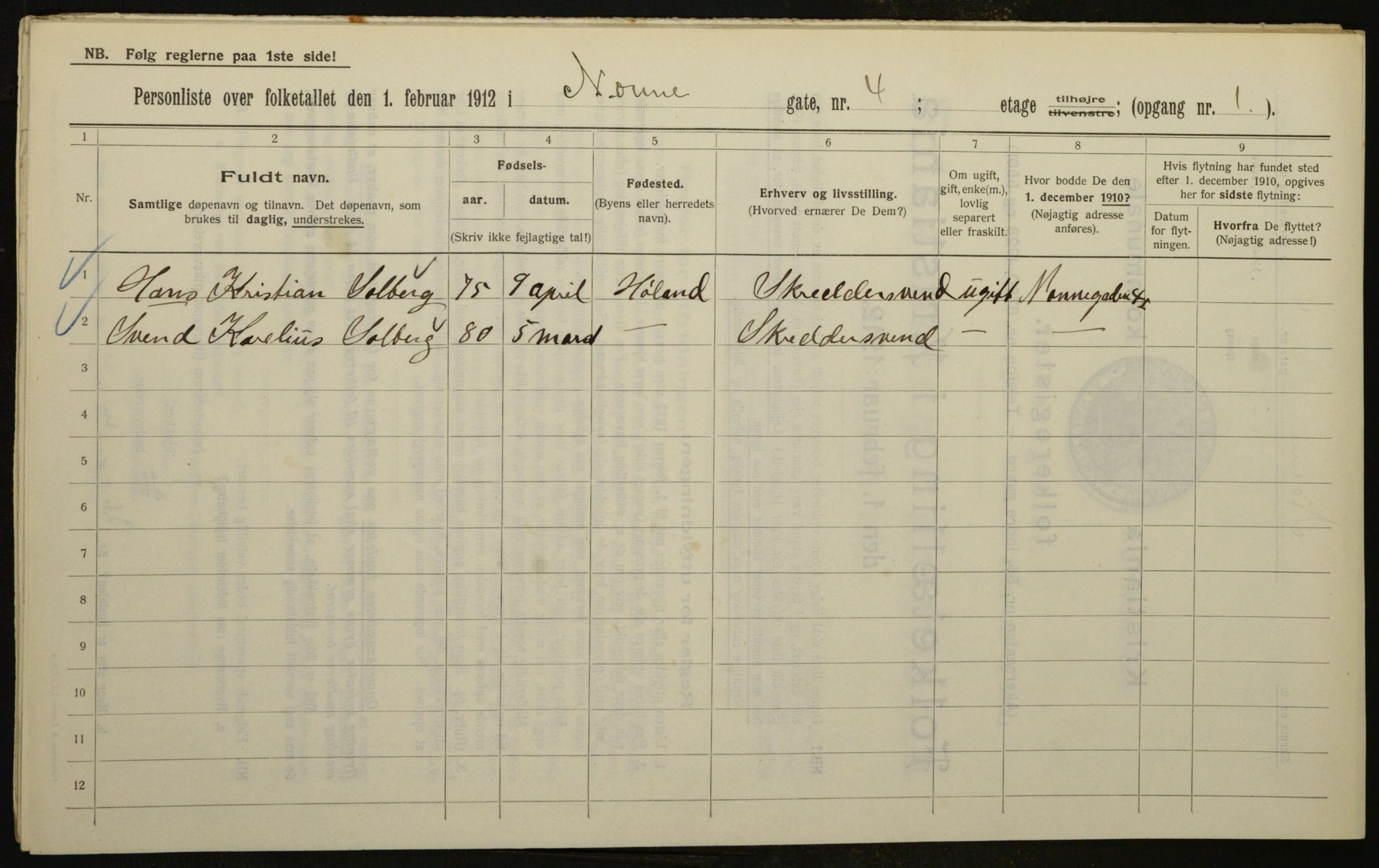 OBA, Municipal Census 1912 for Kristiania, 1912, p. 71948