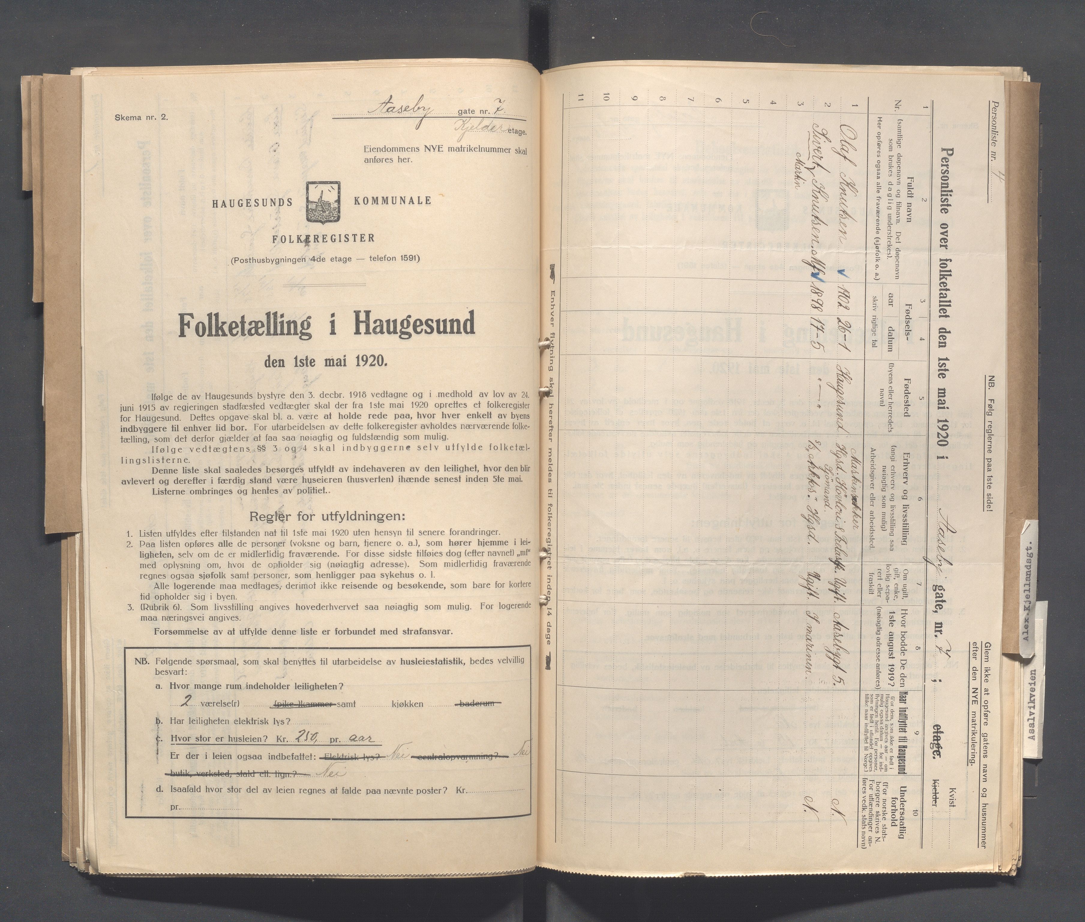 IKAR, Local census 1.5.1920 for Haugesund, 1920, p. 40