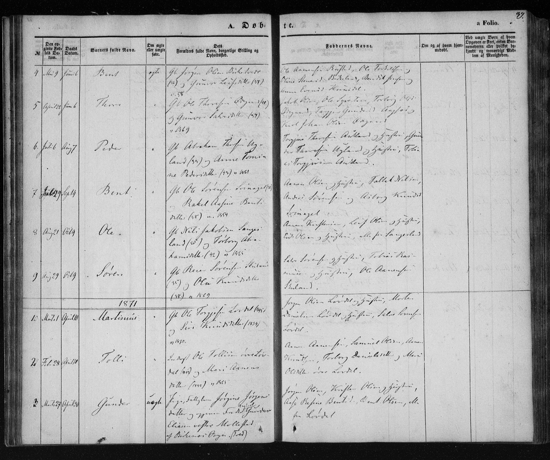 Holum sokneprestkontor, AV/SAK-1111-0022/F/Fa/Fab/L0005: Parish register (official) no. A 5, 1847-1874, p. 39