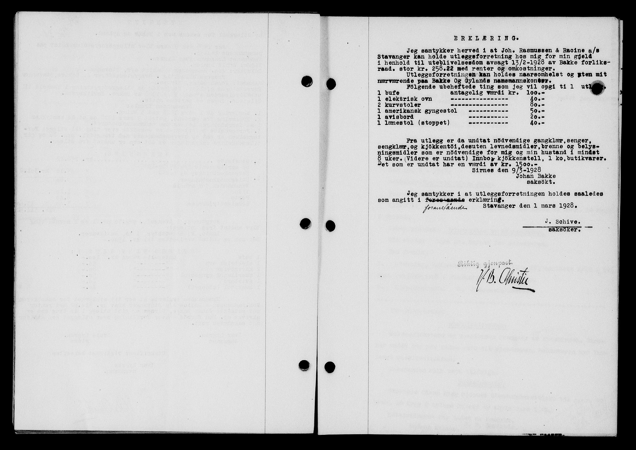 Flekkefjord sorenskriveri, SAK/1221-0001/G/Gb/Gba/L0044: Mortgage book no. 42, 1928-1929, Deed date: 27.03.1928