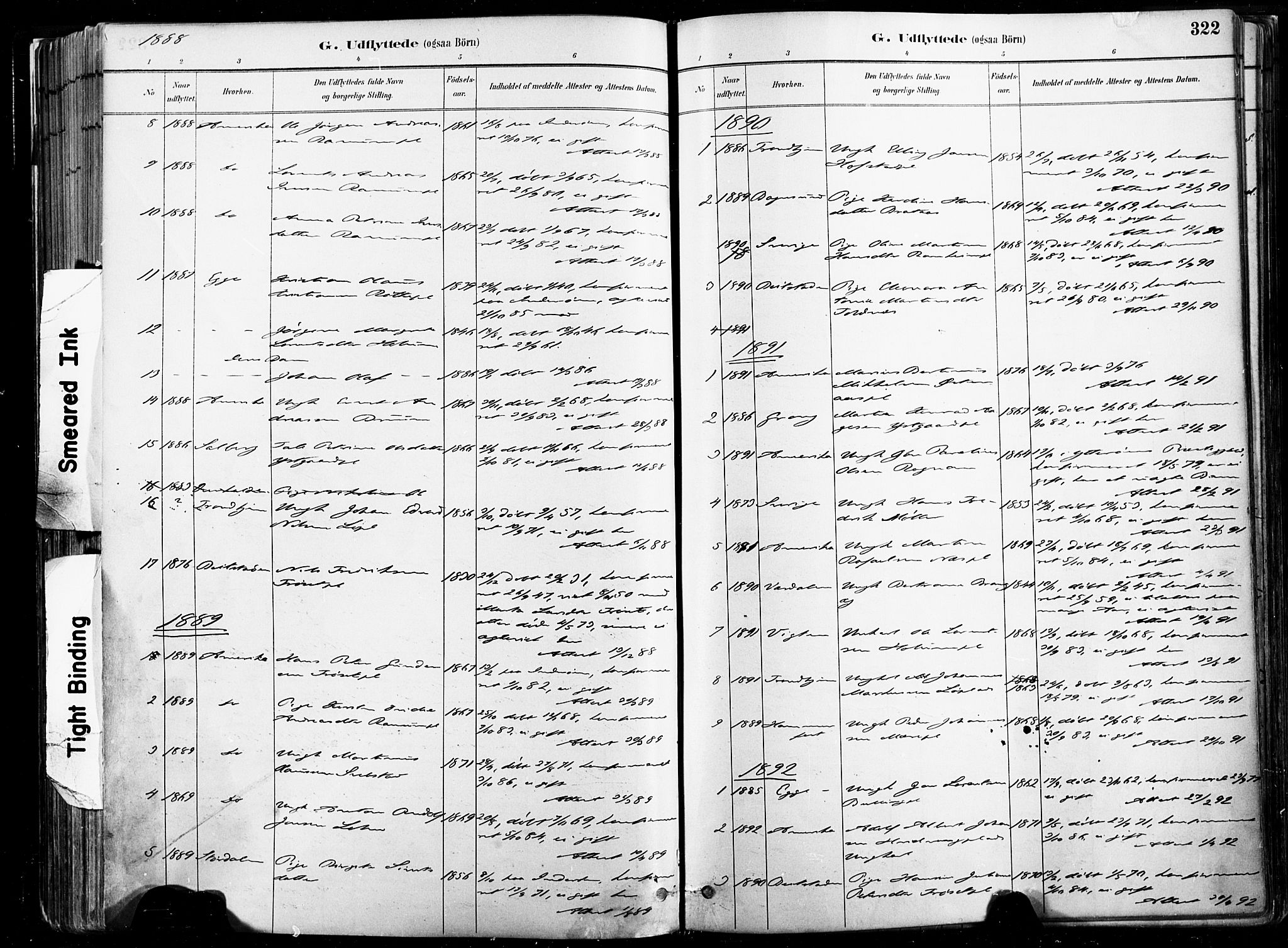 Ministerialprotokoller, klokkerbøker og fødselsregistre - Nord-Trøndelag, SAT/A-1458/735/L0351: Parish register (official) no. 735A10, 1884-1908, p. 322