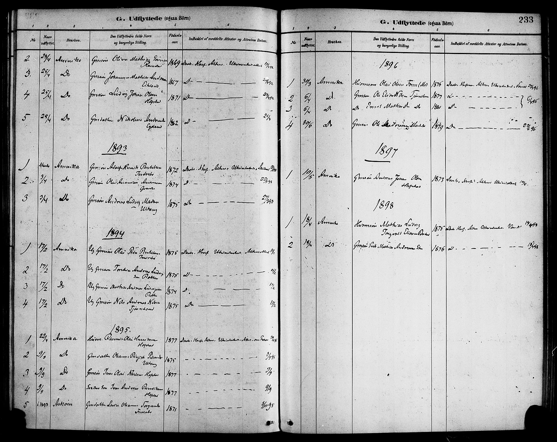 Førde sokneprestembete, SAB/A-79901/H/Haa/Haab/L0001: Parish register (official) no. B 1, 1880-1898, p. 233
