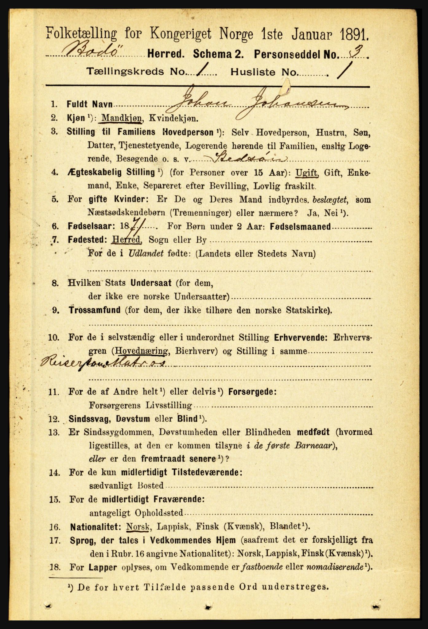 RA, 1891 census for 1843 Bodø, 1891, p. 104