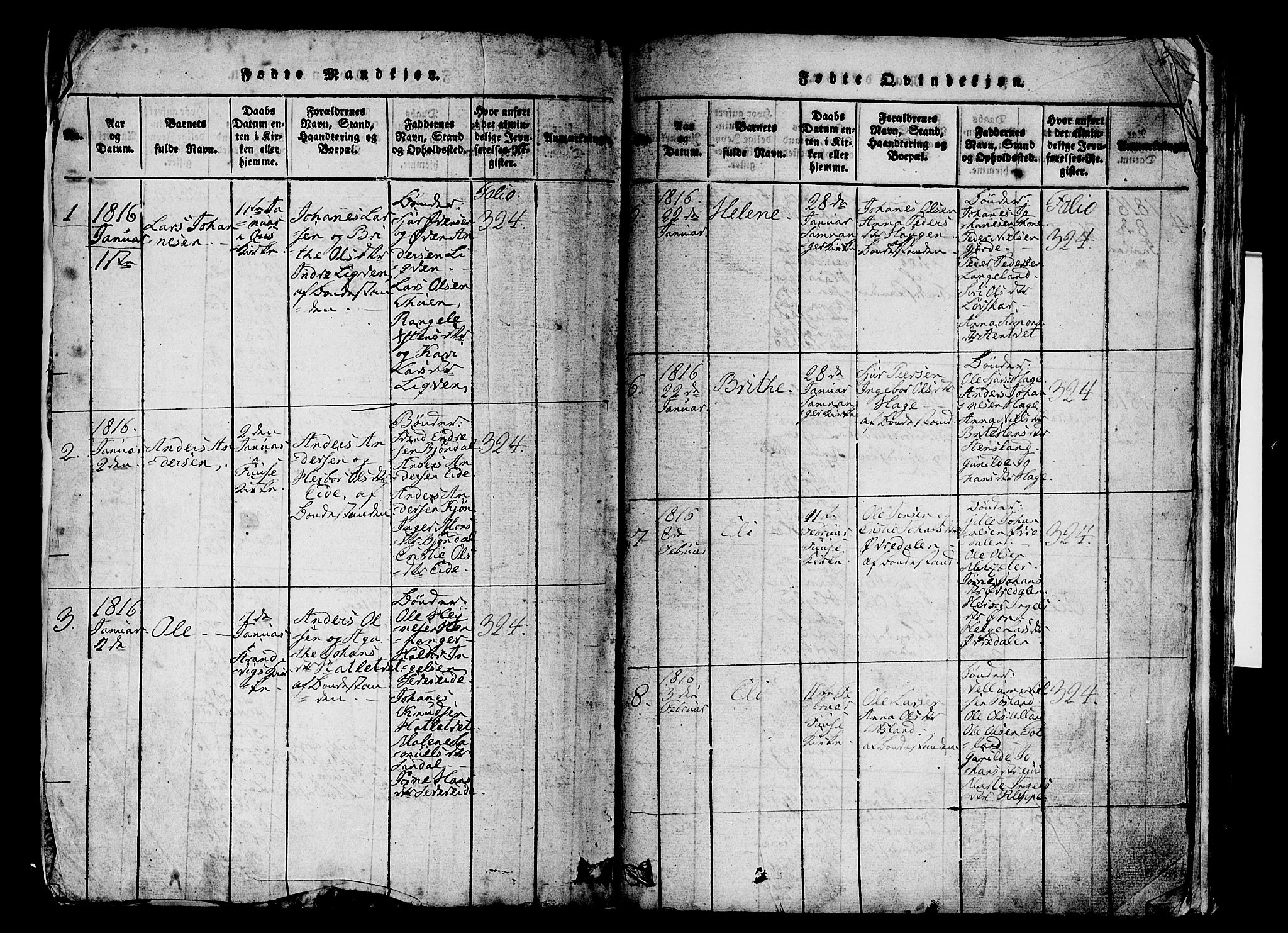 Os sokneprestembete, SAB/A-99929: Parish register (official) no. A 12, 1816-1825, p. 2