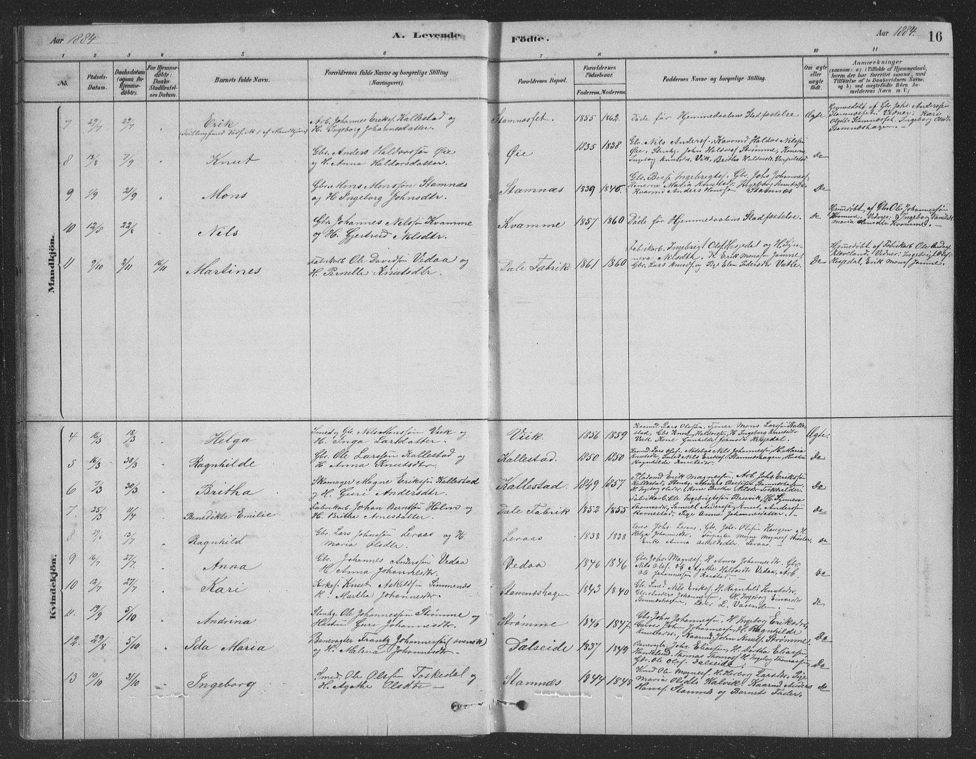 Vaksdal Sokneprestembete, SAB/A-78901/H/Hab: Parish register (copy) no. D 1, 1878-1939, p. 16