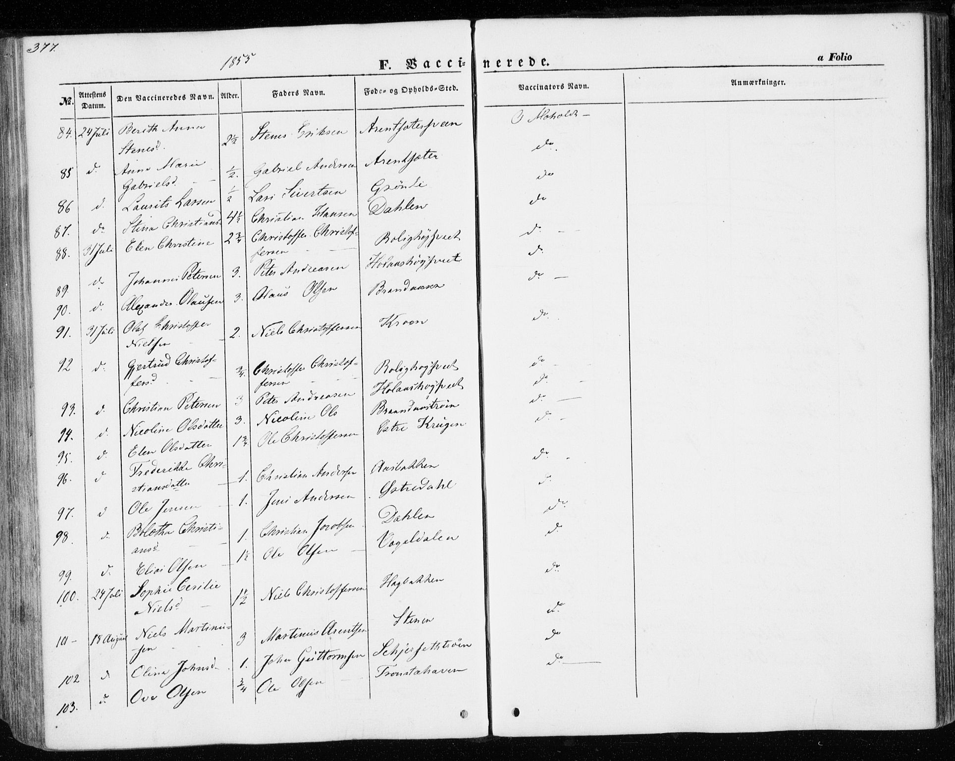 Ministerialprotokoller, klokkerbøker og fødselsregistre - Nord-Trøndelag, AV/SAT-A-1458/701/L0008: Parish register (official) no. 701A08 /1, 1854-1863, p. 377