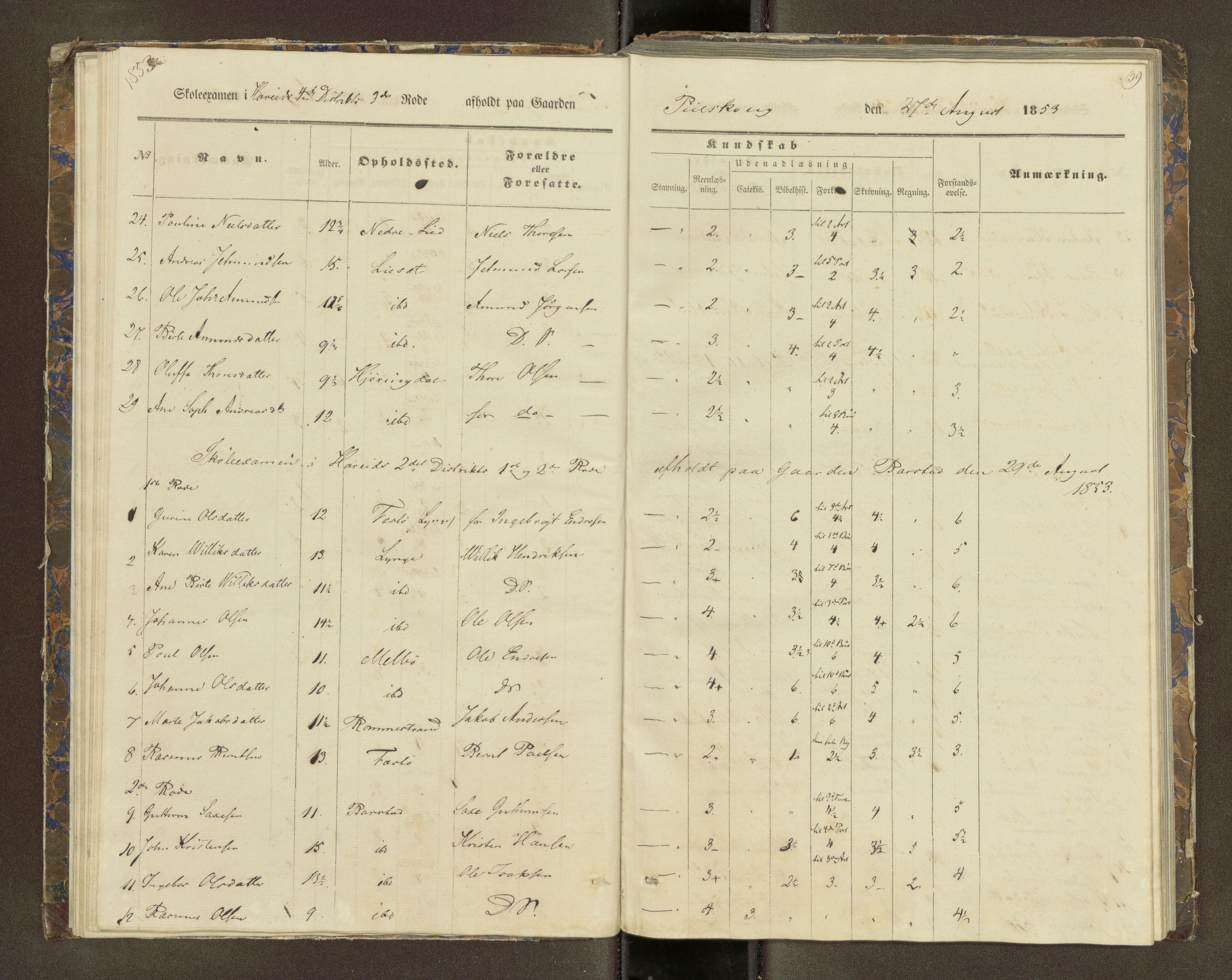 Ulstein sokneprestkontor, SAT/A-1005/1/III/III2/III2f/L0001: Skoleeksamensprotokoll, 1850-1861, p. 39