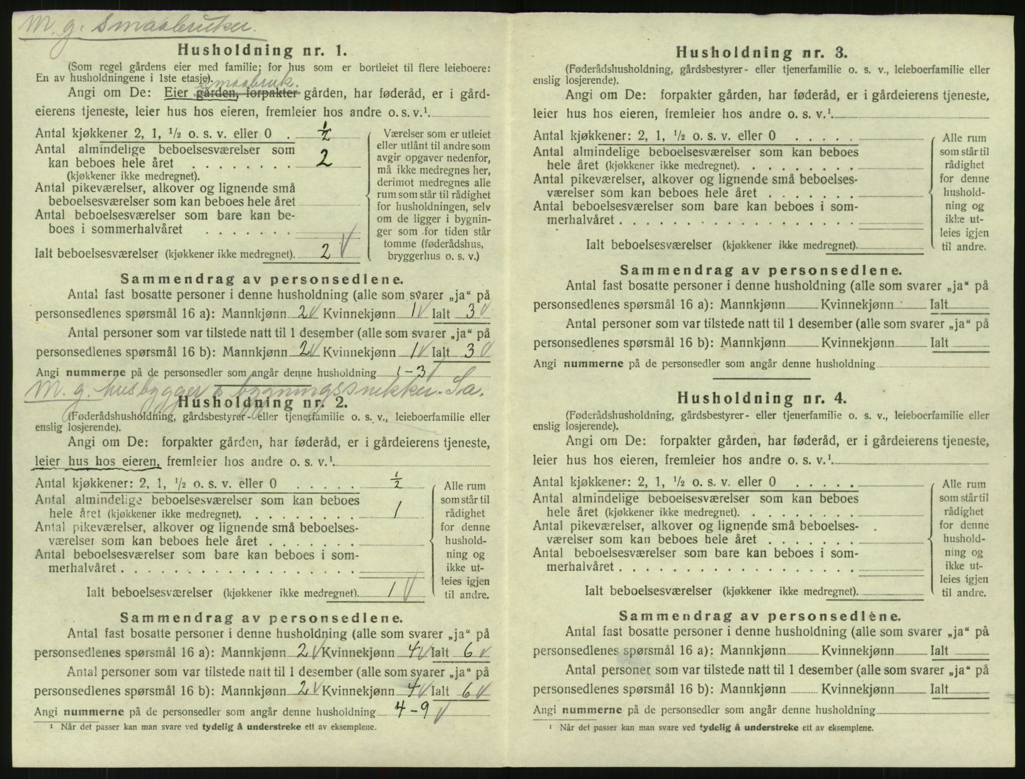 SAK, 1920 census for Bygland, 1920, p. 196