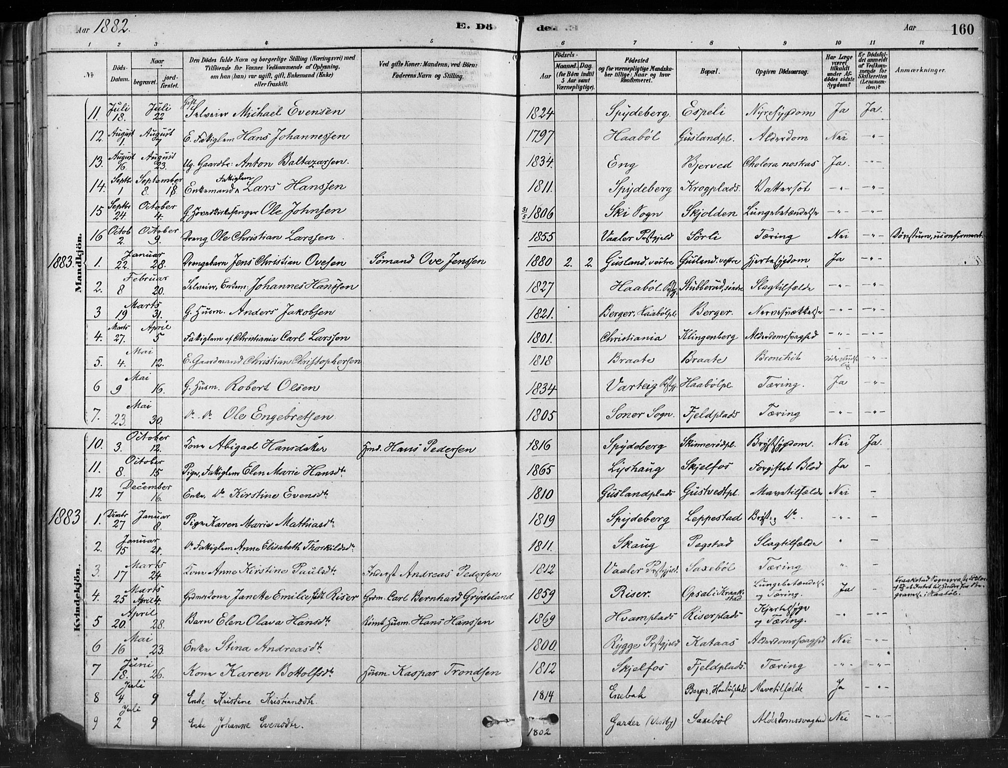 Hobøl prestekontor Kirkebøker, SAO/A-2002/F/Fa/L0005: Parish register (official) no. I 5, 1878-1904, p. 160