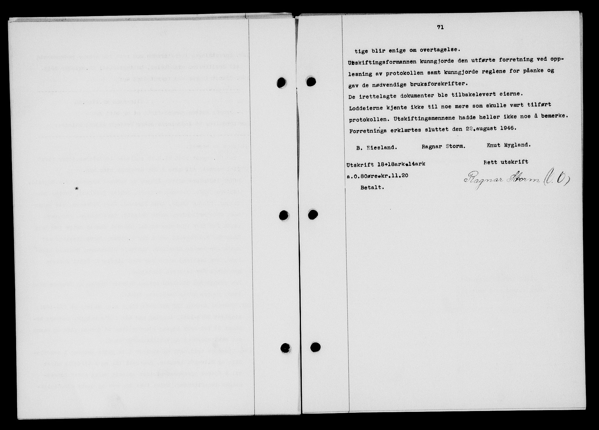 Flekkefjord sorenskriveri, SAK/1221-0001/G/Gb/Gba/L0061: Mortgage book no. A-9, 1946-1947, Diary no: : 275/1947
