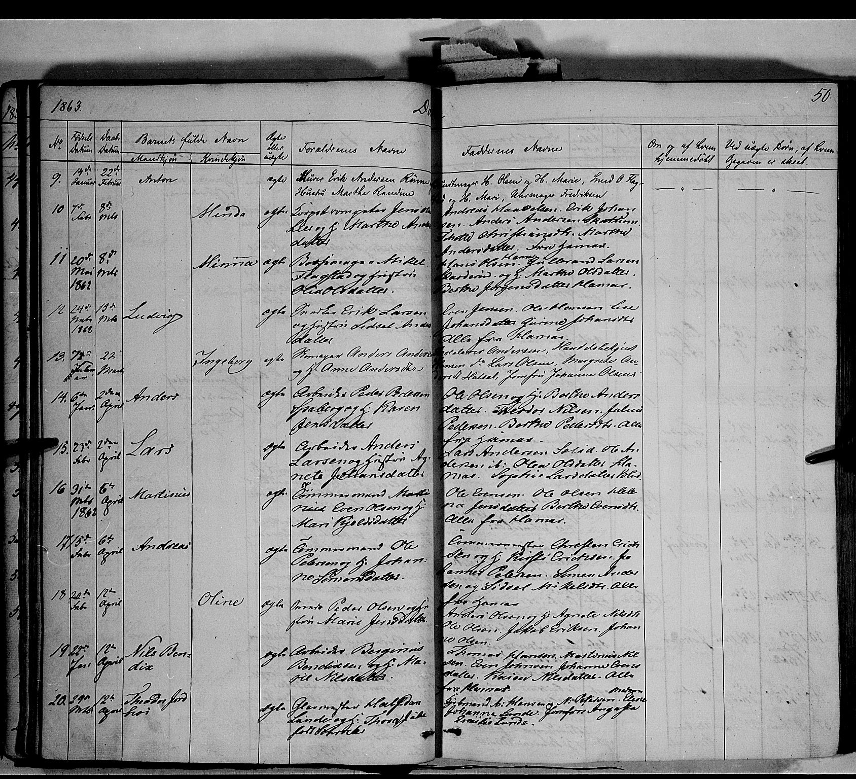 Vang prestekontor, Hedmark, AV/SAH-PREST-008/H/Ha/Haa/L0011: Parish register (official) no. 11, 1852-1877, p. 50