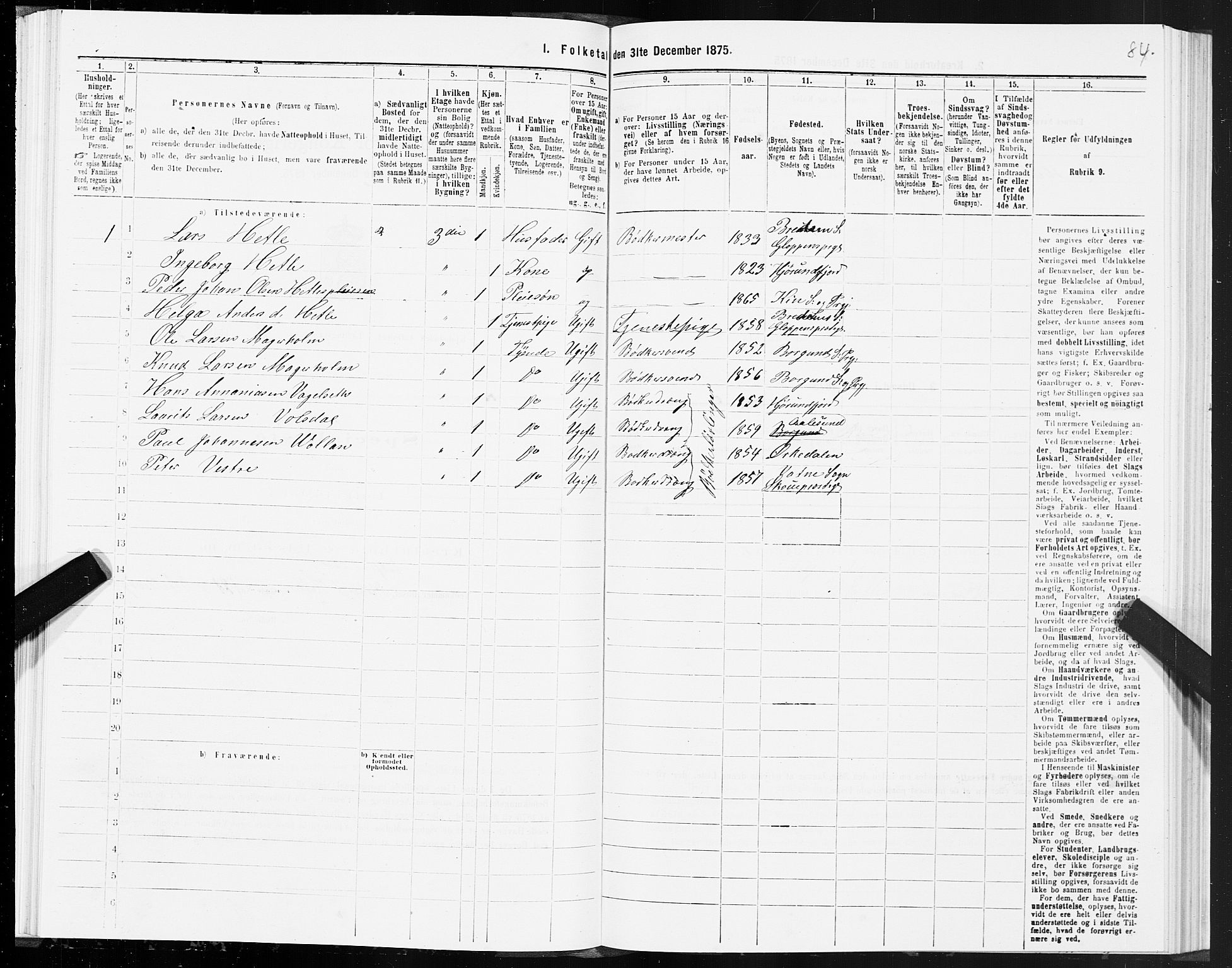 SAT, 1875 census for 1501P Ålesund, 1875, p. 2084