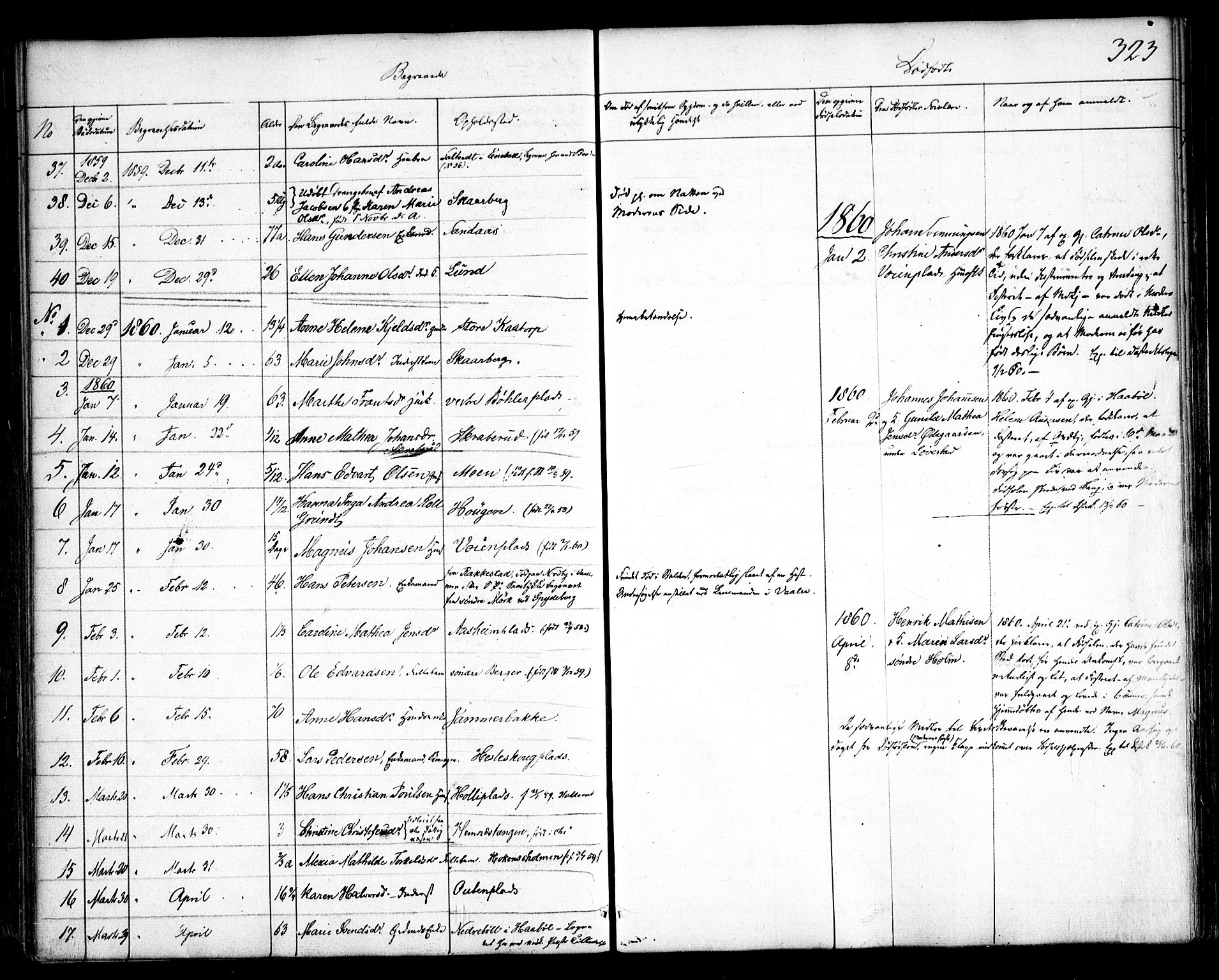 Spydeberg prestekontor Kirkebøker, SAO/A-10924/F/Fa/L0005: Parish register (official) no. I 5, 1842-1862, p. 323