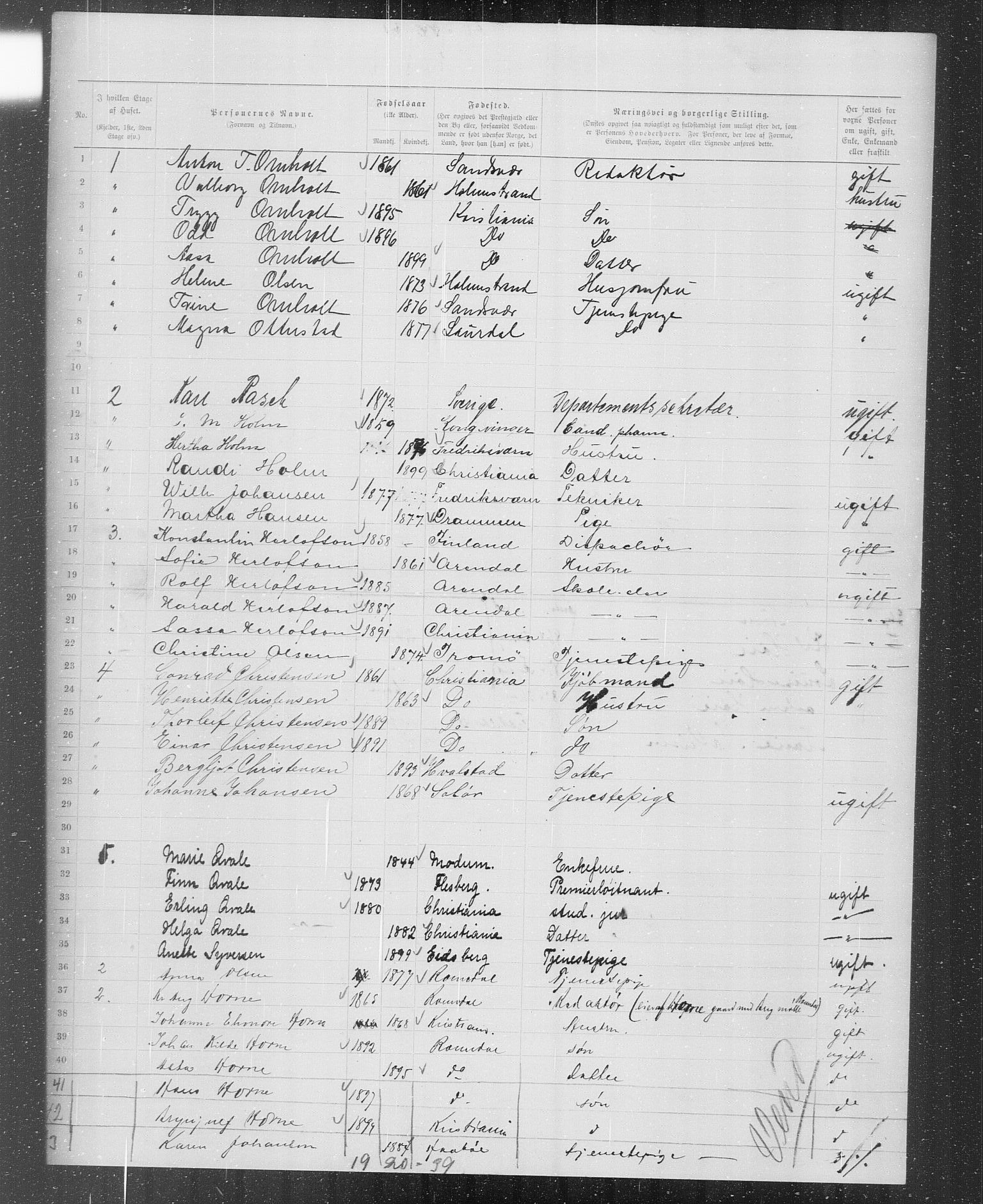 OBA, Municipal Census 1899 for Kristiania, 1899, p. 1573