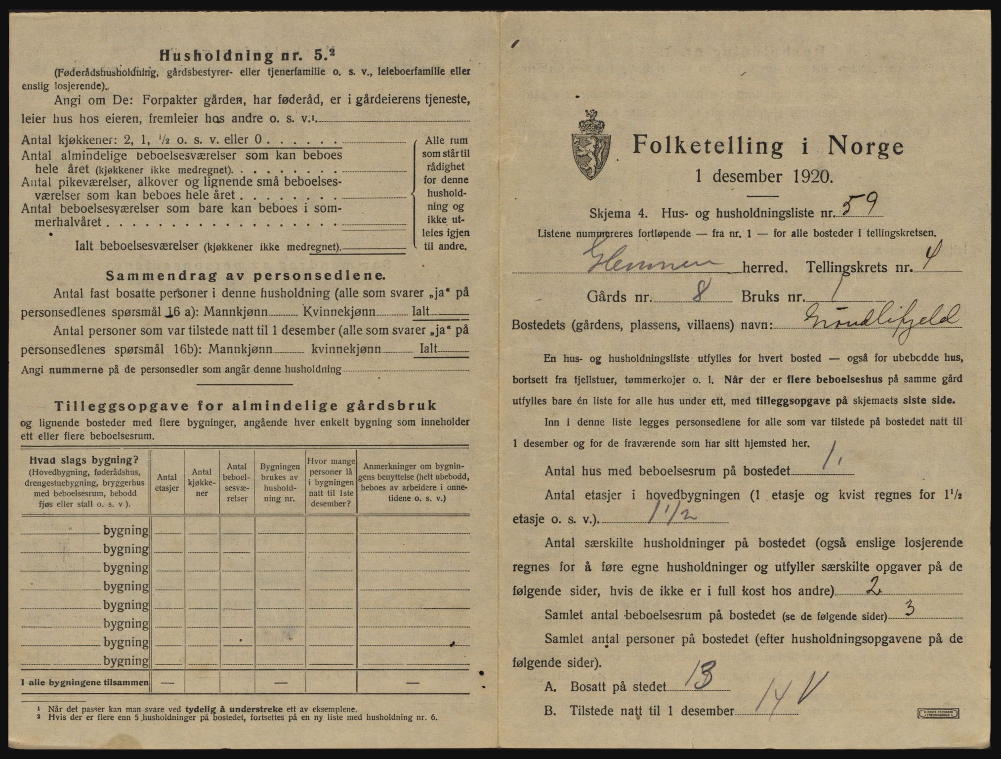 SAO, 1920 census for Glemmen, 1920, p. 1575