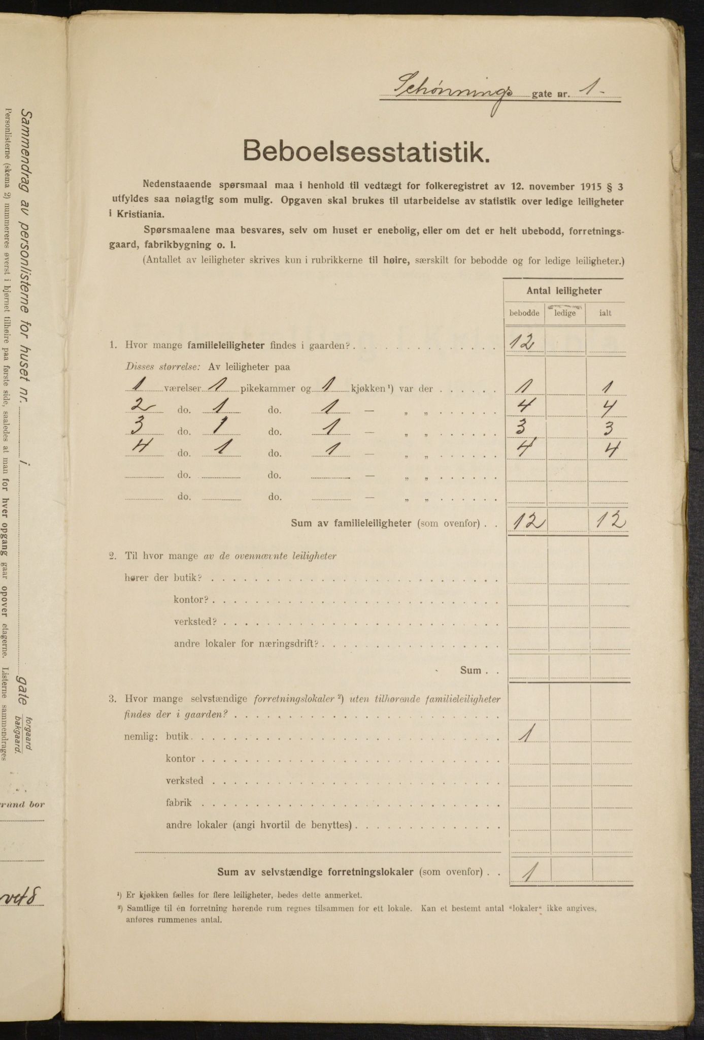 OBA, Municipal Census 1916 for Kristiania, 1916, p. 95600