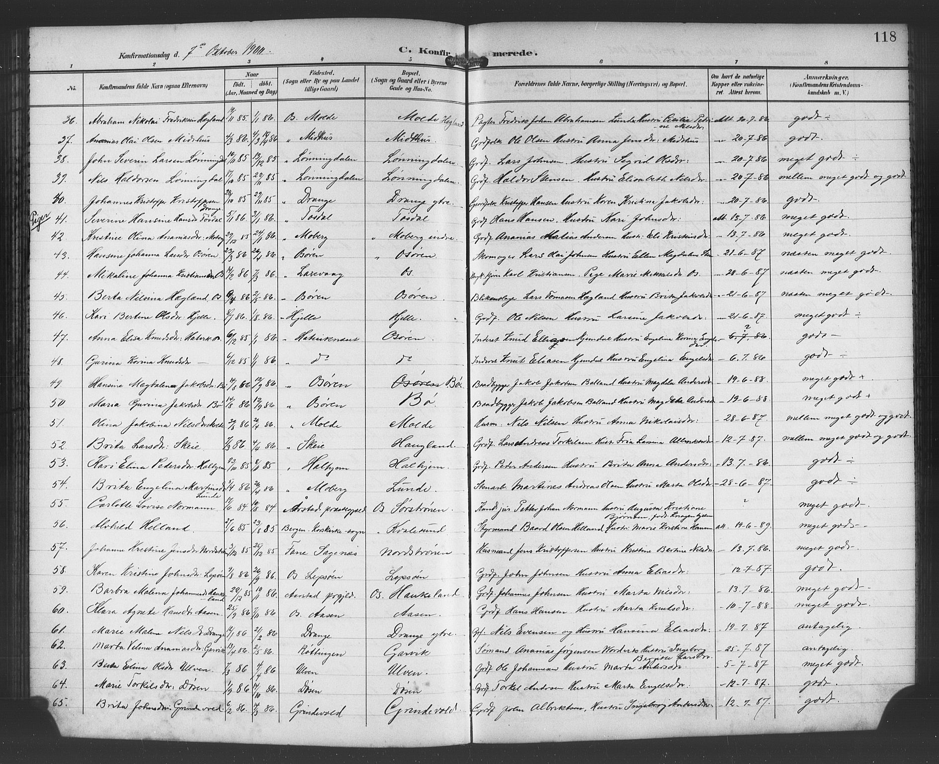 Os sokneprestembete, SAB/A-99929: Parish register (copy) no. A 3, 1897-1913, p. 118