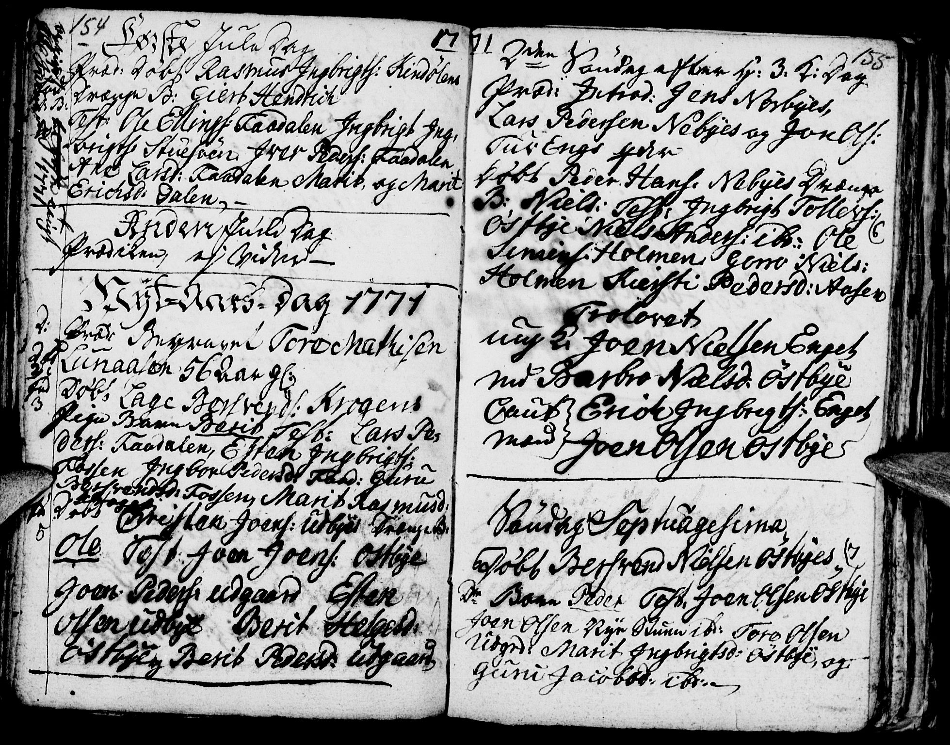 Tynset prestekontor, SAH/PREST-058/H/Ha/Haa/L0006: Parish register (official) no. 6, 1763-1779, p. 154-155