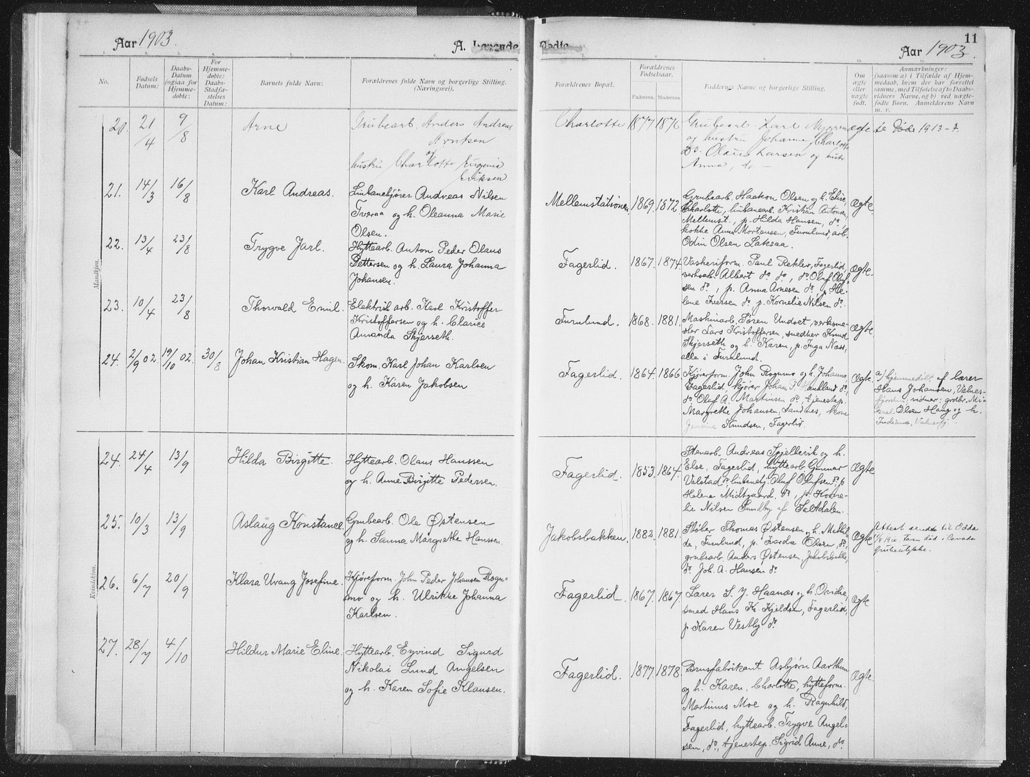 Ministerialprotokoller, klokkerbøker og fødselsregistre - Nordland, AV/SAT-A-1459/850/L0711: Curate's parish register no. 850B01, 1902-1915, p. 11