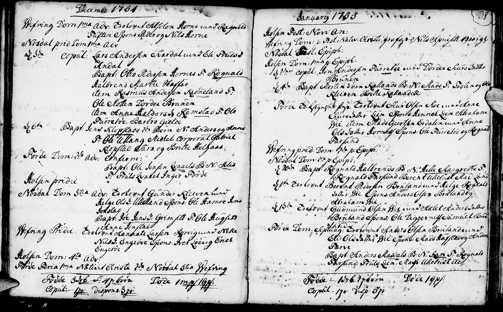 Førde sokneprestembete, SAB/A-79901/H/Haa/Haaa/L0003: Parish register (official) no. A 3, 1749-1764, p. 38
