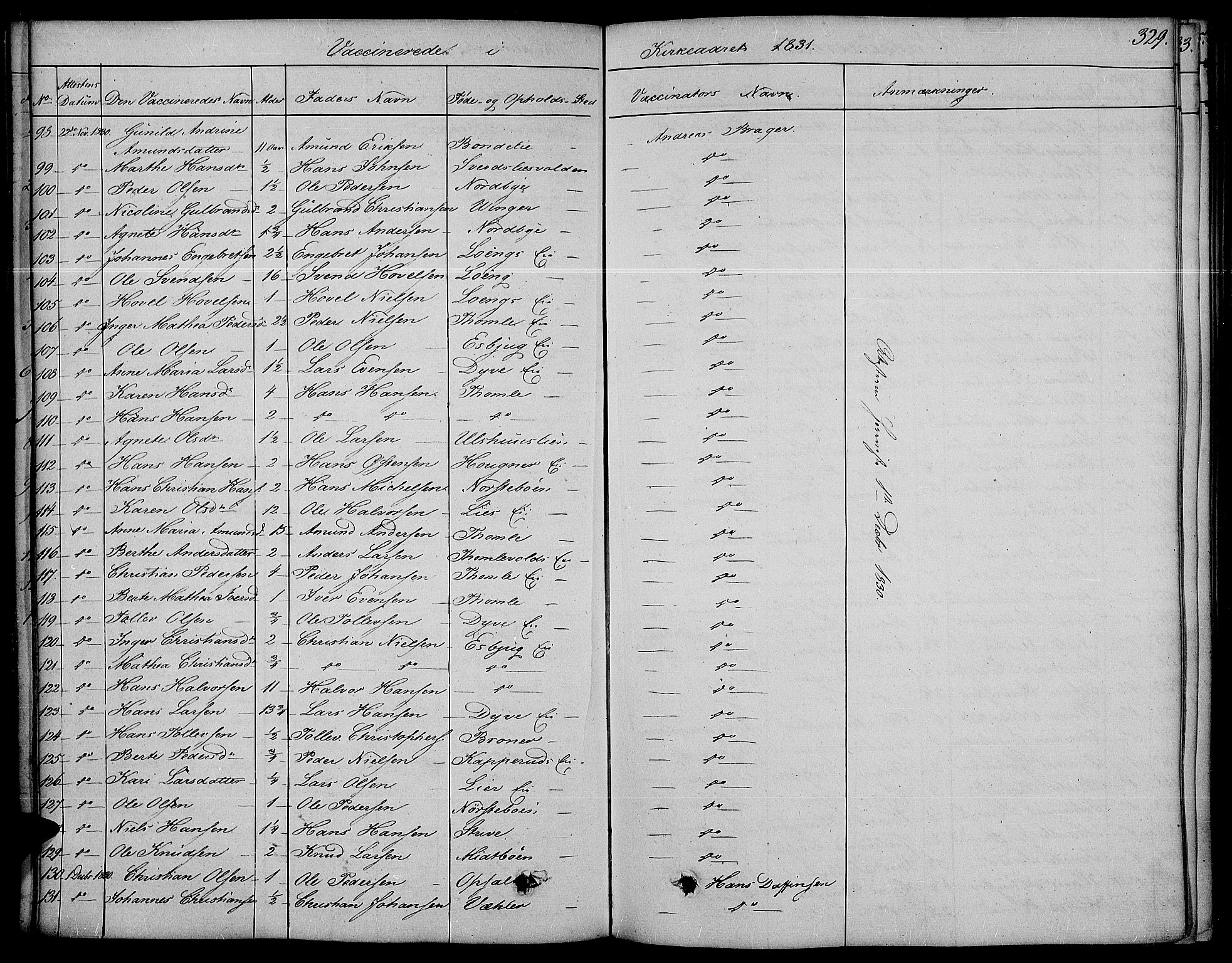 Land prestekontor, AV/SAH-PREST-120/H/Ha/Haa/L0008: Parish register (official) no. 8, 1830-1846, p. 329