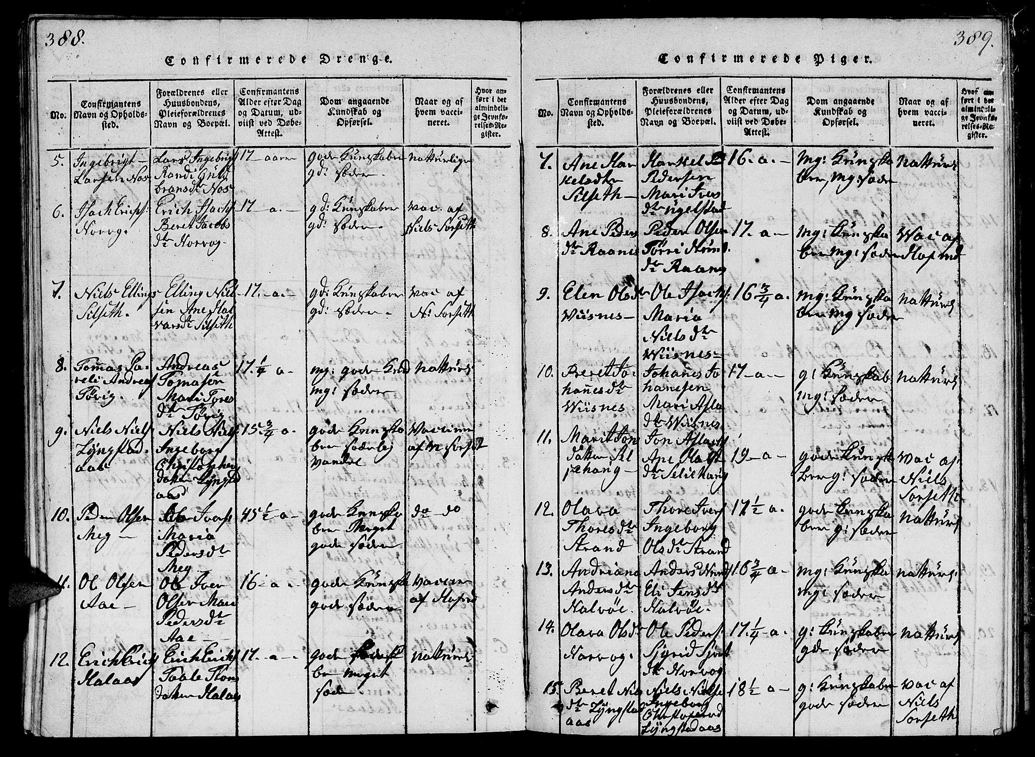 Ministerialprotokoller, klokkerbøker og fødselsregistre - Møre og Romsdal, SAT/A-1454/570/L0831: Parish register (official) no. 570A05, 1819-1829, p. 388-389