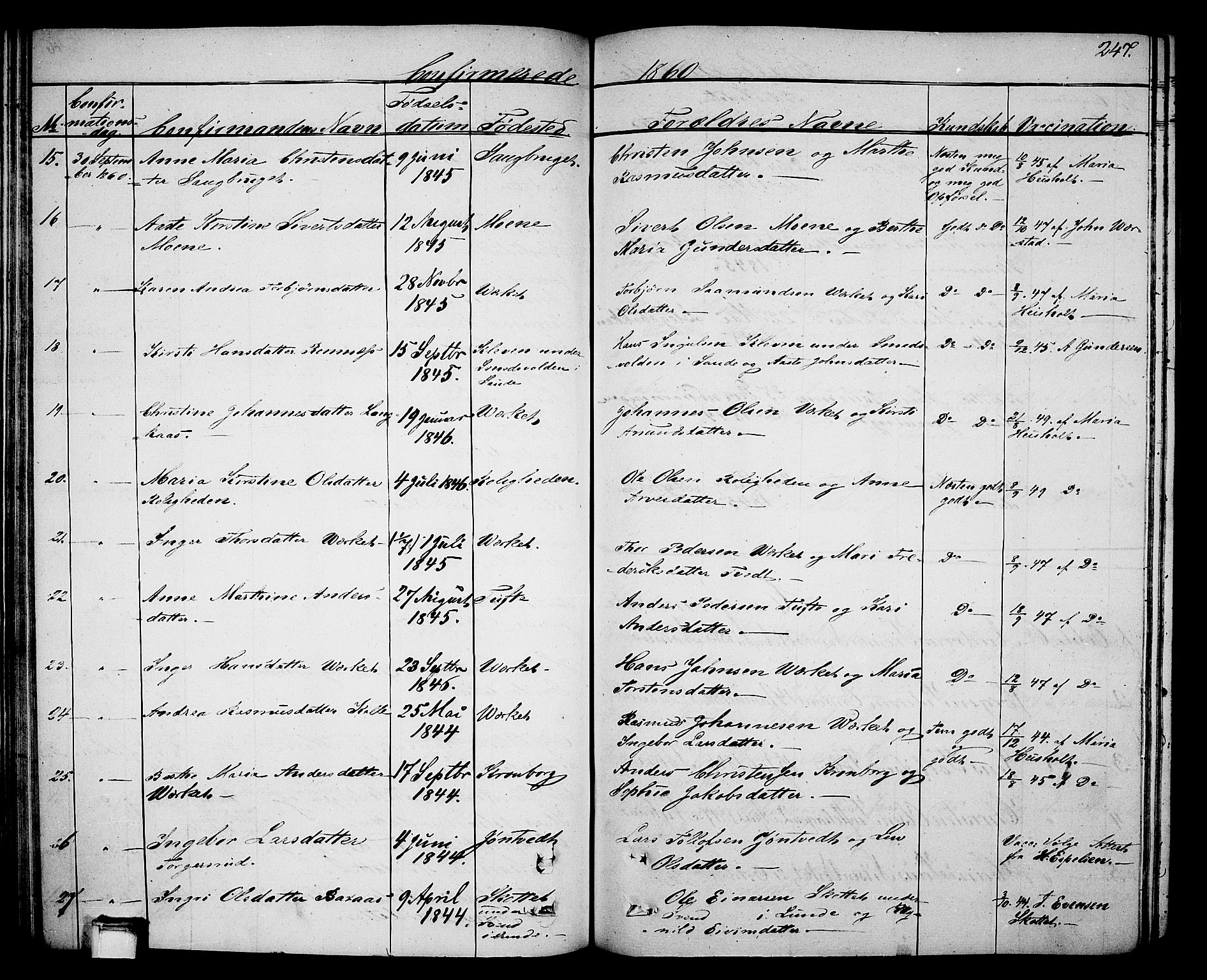 Holla kirkebøker, SAKO/A-272/G/Ga/L0003: Parish register (copy) no. I 3, 1849-1866, p. 247