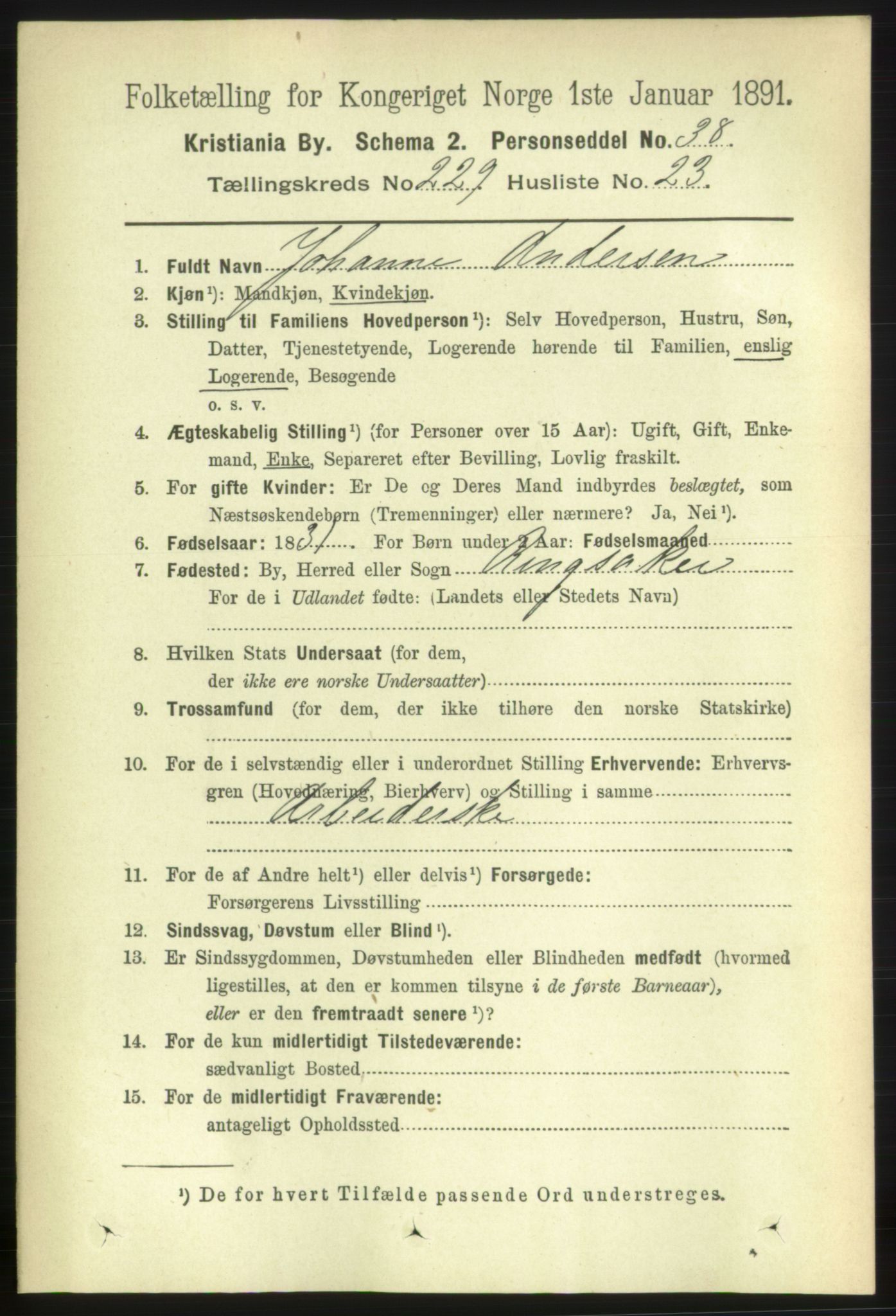 RA, 1891 census for 0301 Kristiania, 1891, p. 141033