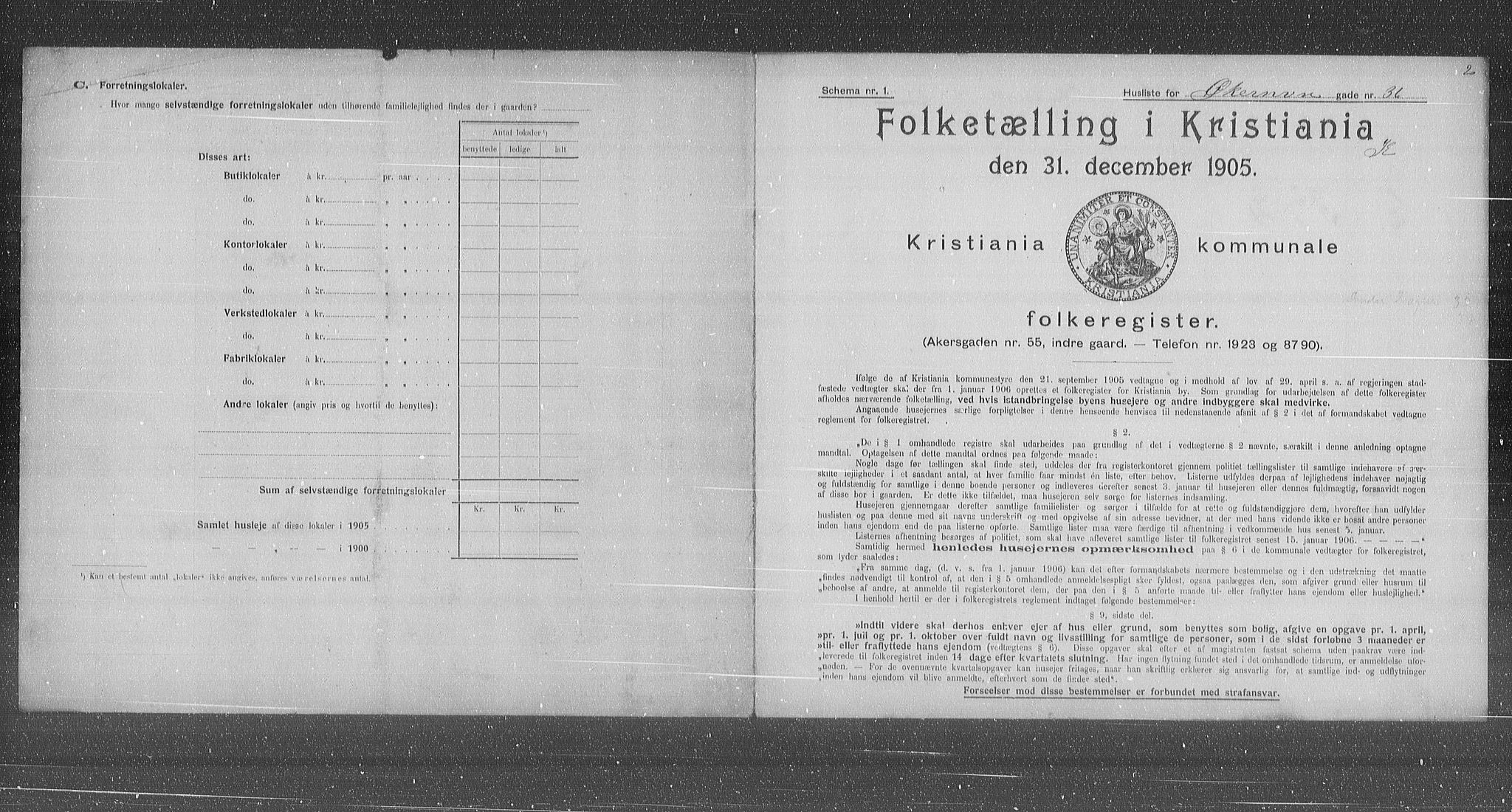 OBA, Municipal Census 1905 for Kristiania, 1905, p. 67788