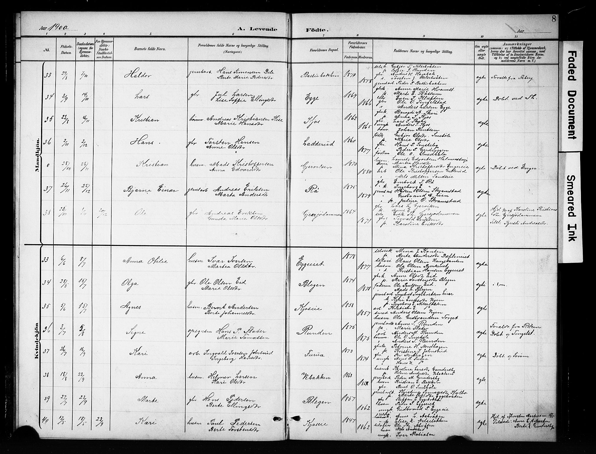 Brandbu prestekontor, AV/SAH-PREST-114/H/Ha/Hab/L0005: Parish register (copy) no. 5, 1900-1913, p. 8