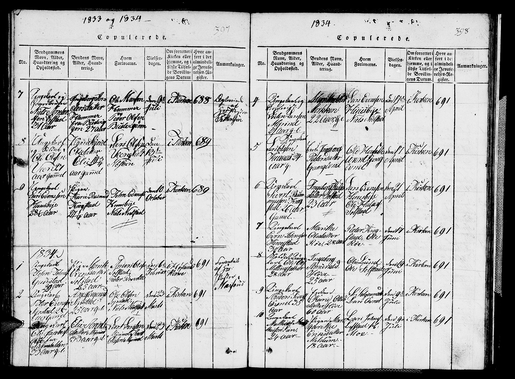 Ministerialprotokoller, klokkerbøker og fødselsregistre - Sør-Trøndelag, SAT/A-1456/667/L0796: Parish register (copy) no. 667C01, 1817-1836, p. 397-398