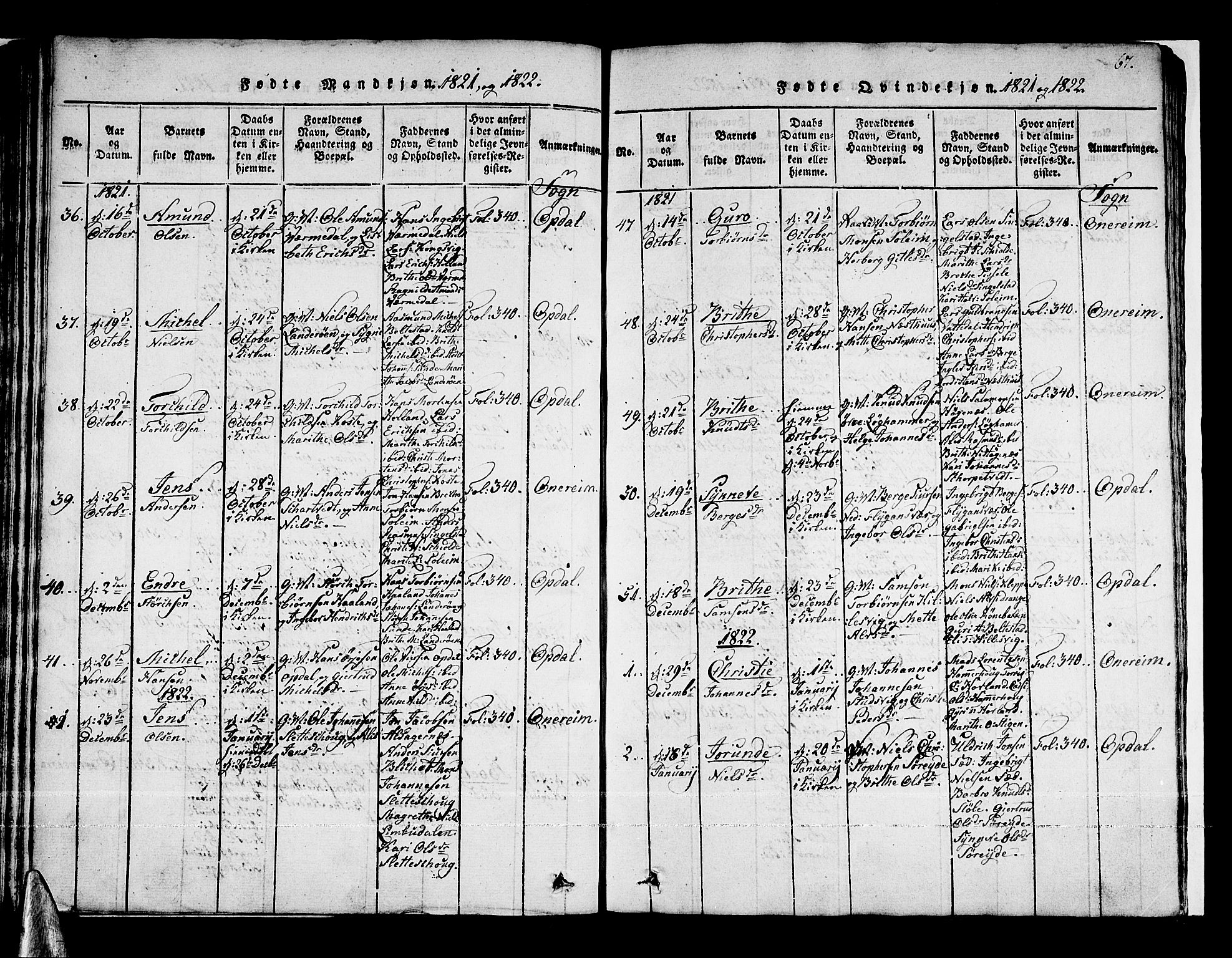 Tysnes sokneprestembete, AV/SAB-A-78601/H/Haa: Parish register (official) no. A 7, 1816-1826, p. 67