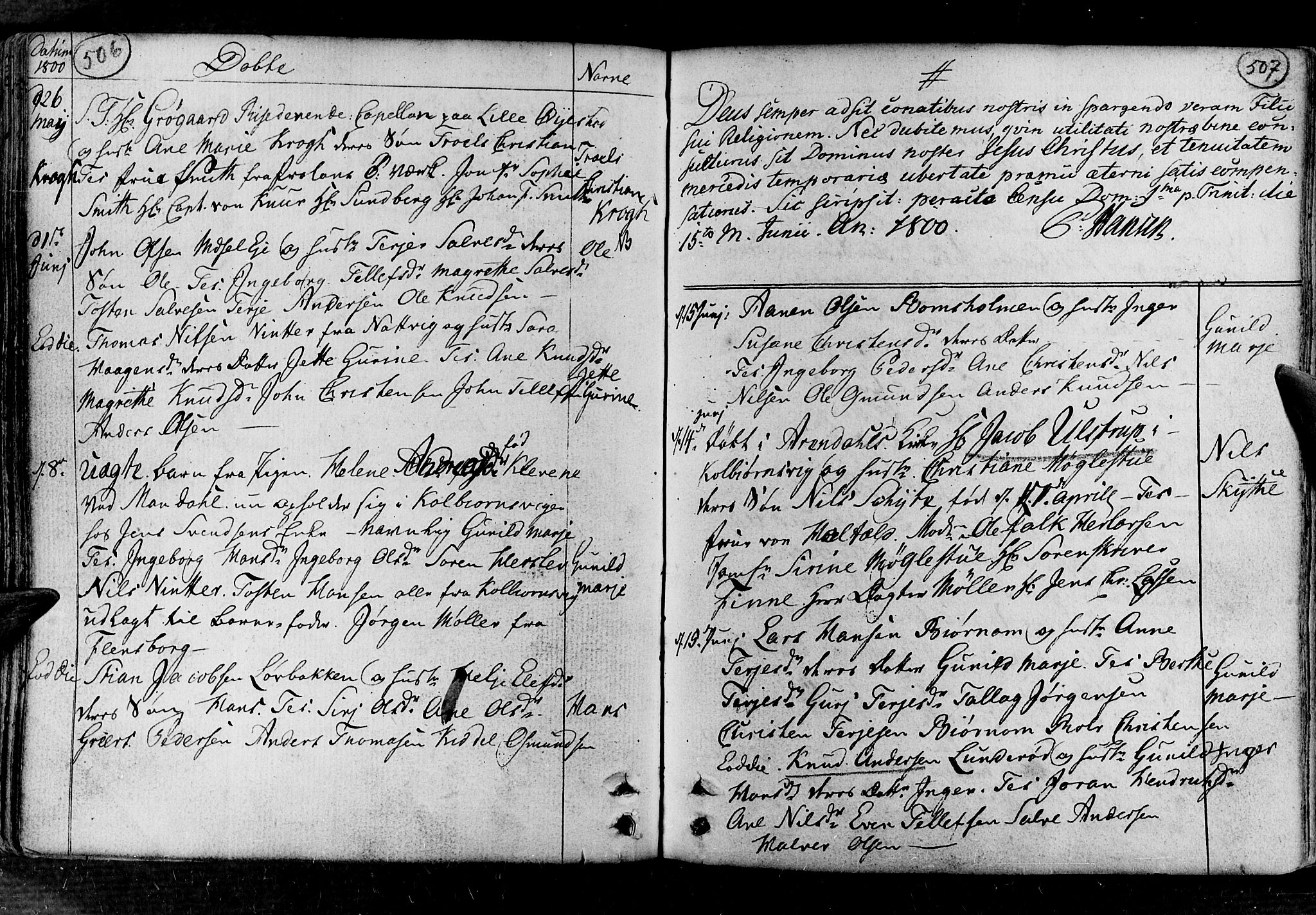 Øyestad sokneprestkontor, SAK/1111-0049/F/Fa/L0008: Parish register (official) no. A 8, 1777-1804, p. 506-507