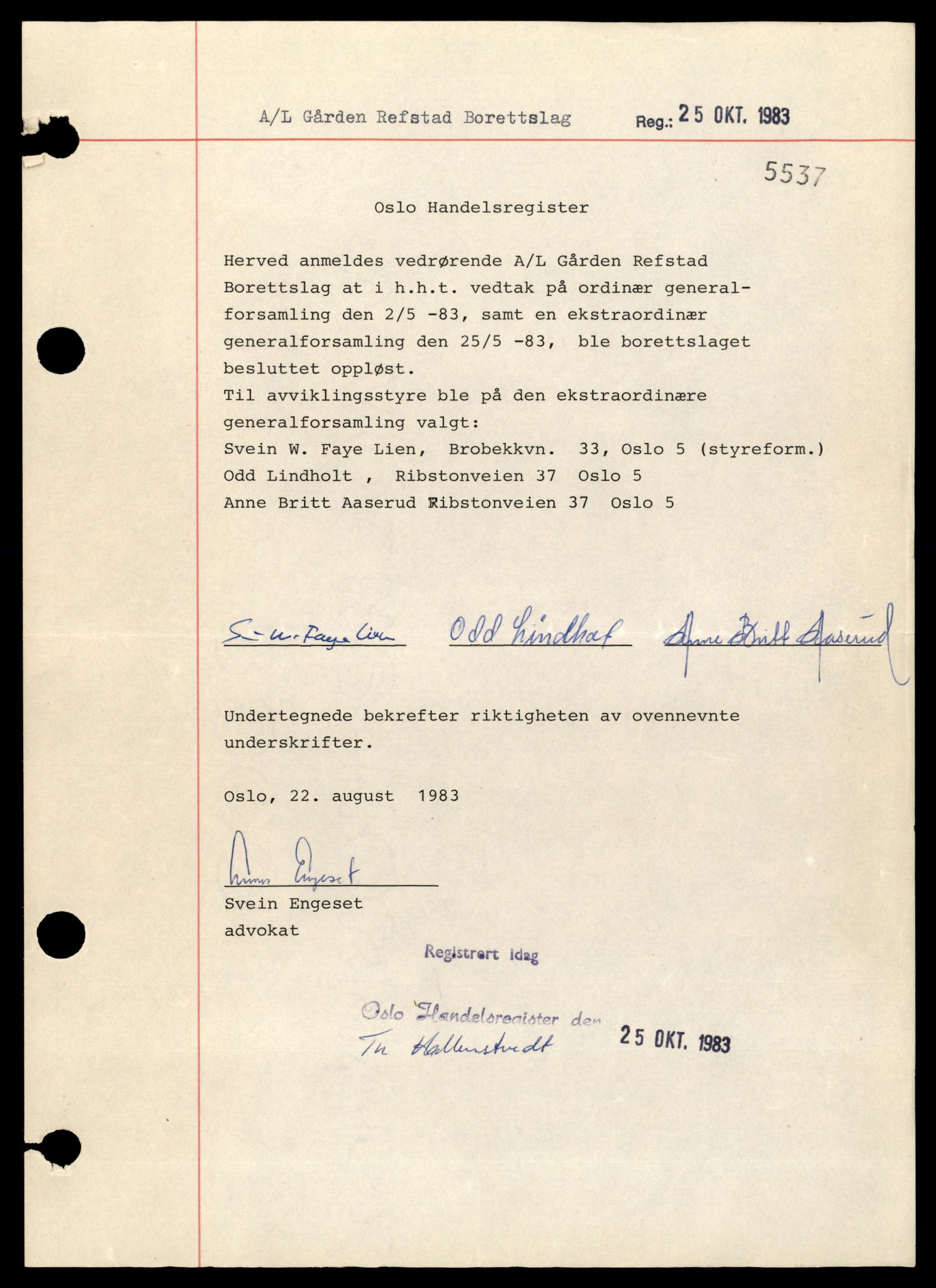 Oslo byfogd, Handelsregisteret, SAT/A-10867/G/Gb/Gba/L0207: Andelslag og borettslag, G-Haug, 1944-1990