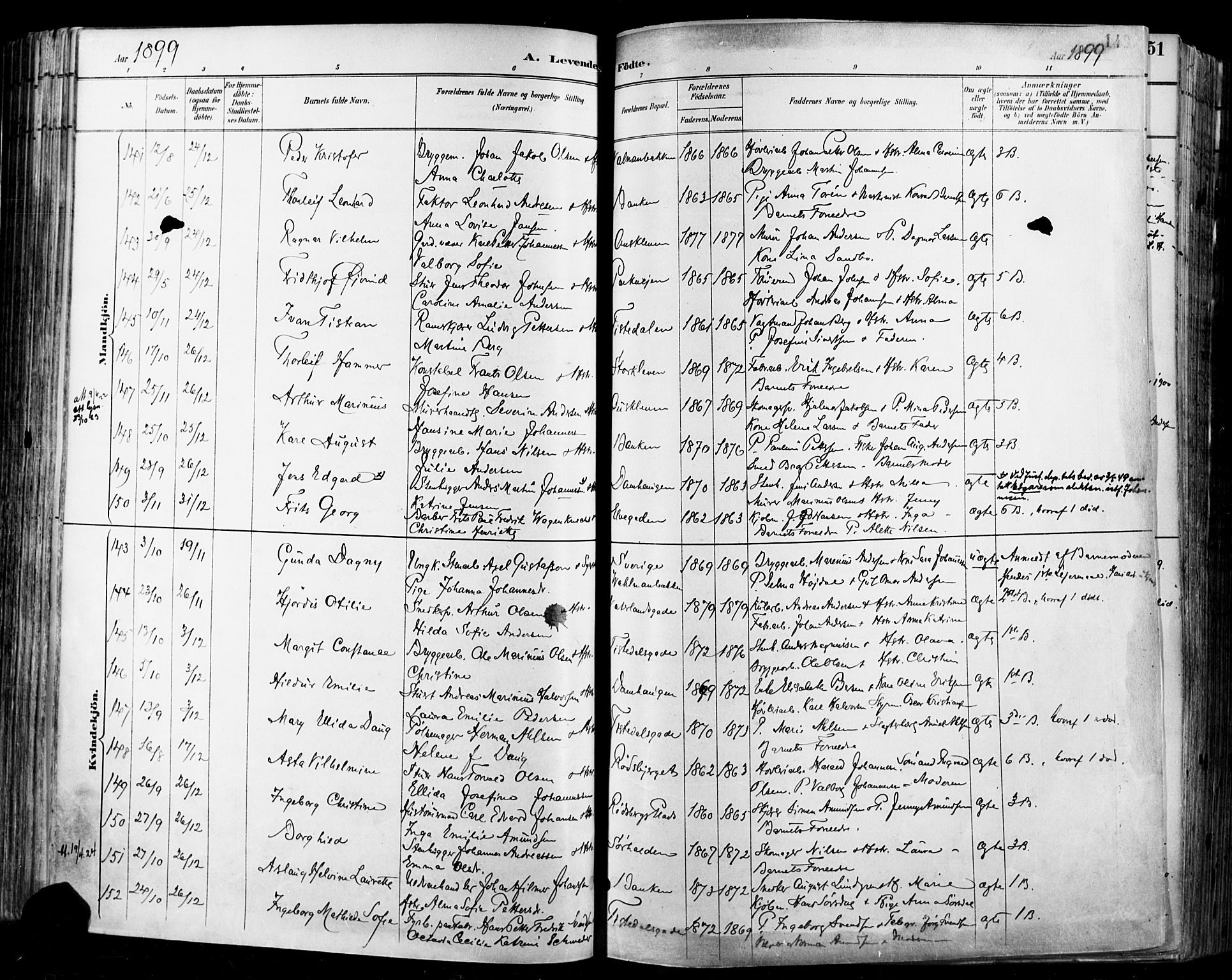 Halden prestekontor Kirkebøker, SAO/A-10909/F/Fa/L0013: Parish register (official) no. I 13, 1890-1906, p. 149
