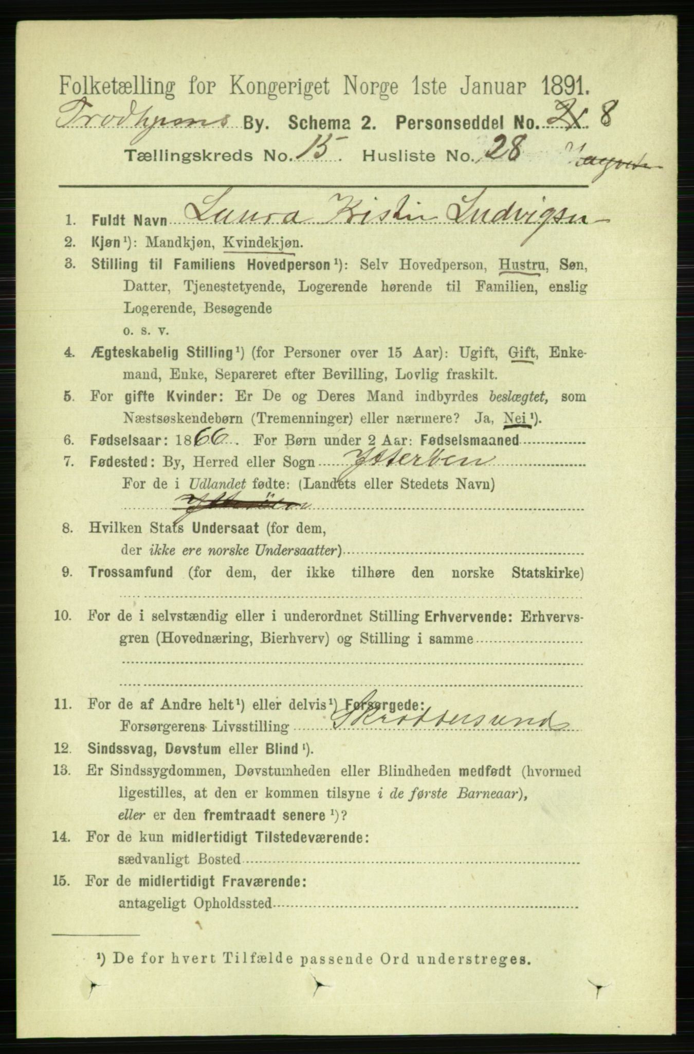 RA, 1891 census for 1601 Trondheim, 1891, p. 11922