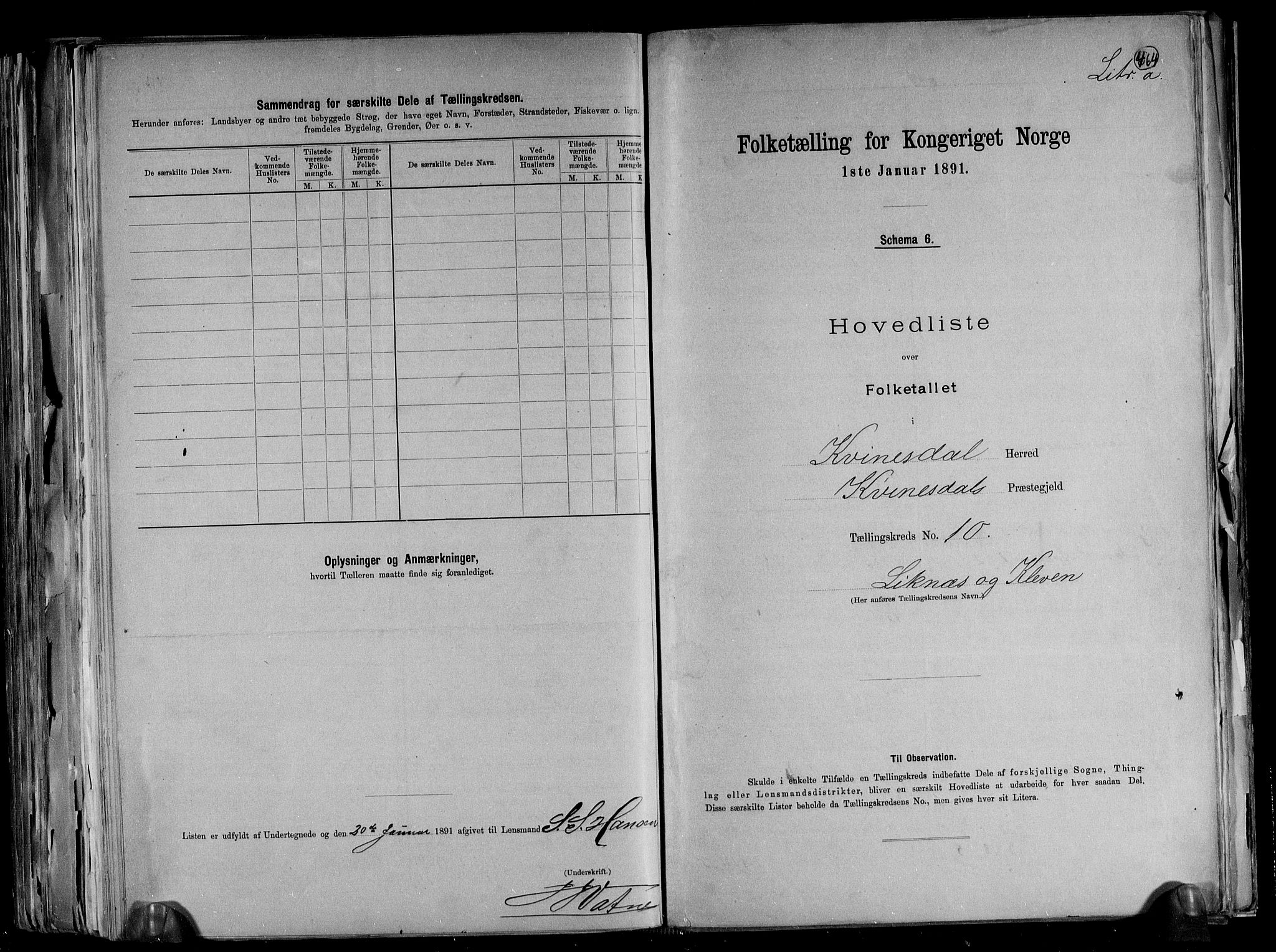 RA, 1891 census for 1037 Kvinesdal, 1891, p. 26