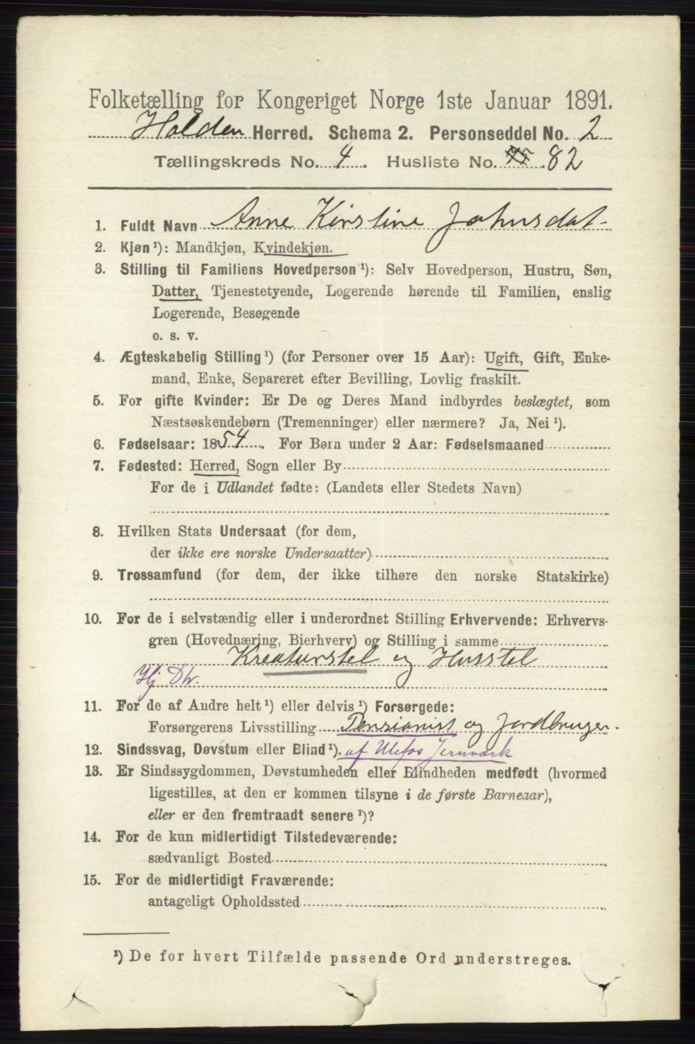 RA, 1891 census for 0819 Holla, 1891, p. 2724