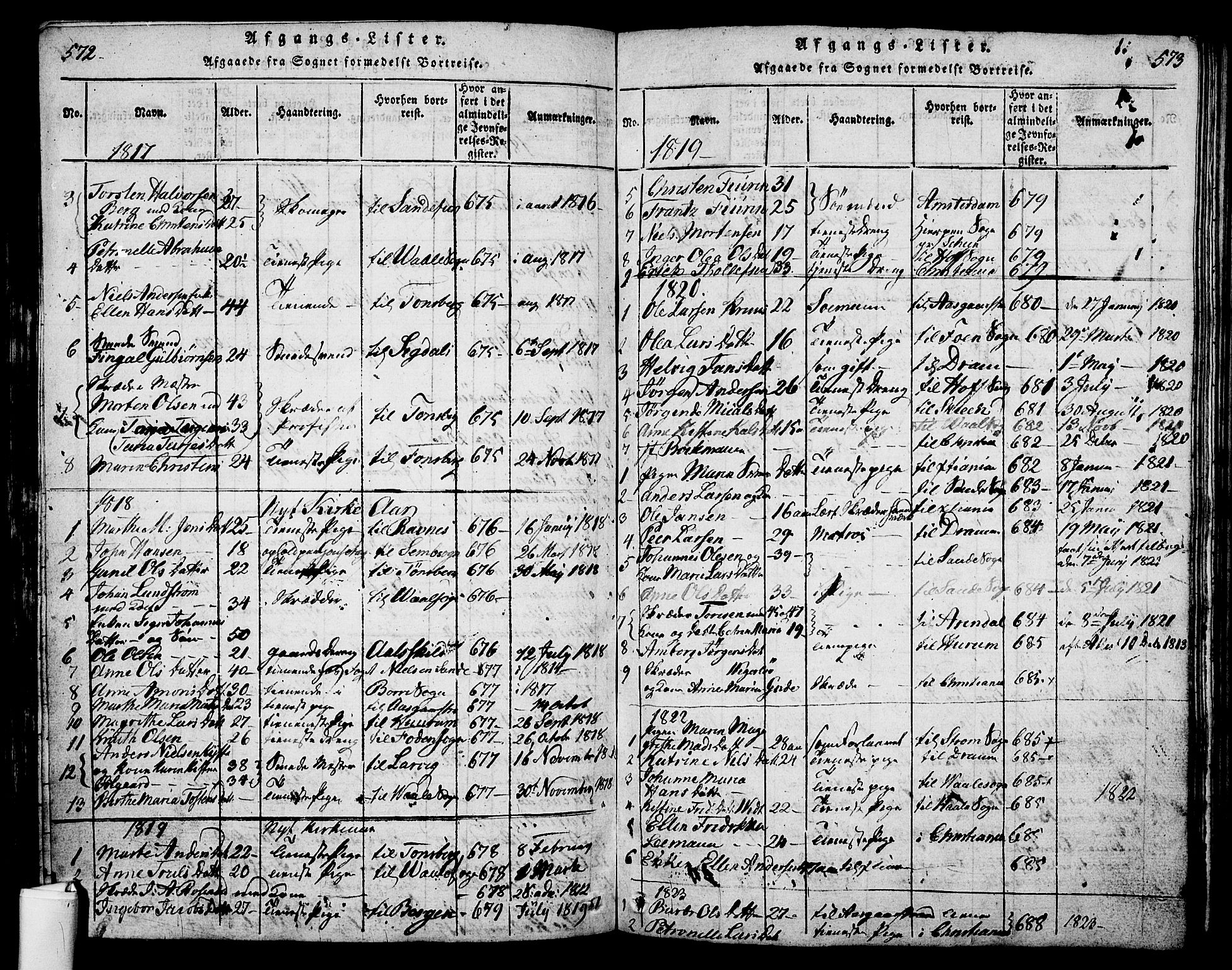 Holmestrand kirkebøker, AV/SAKO-A-346/G/Ga/L0001: Parish register (copy) no. 1, 1814-1848, p. 572-573