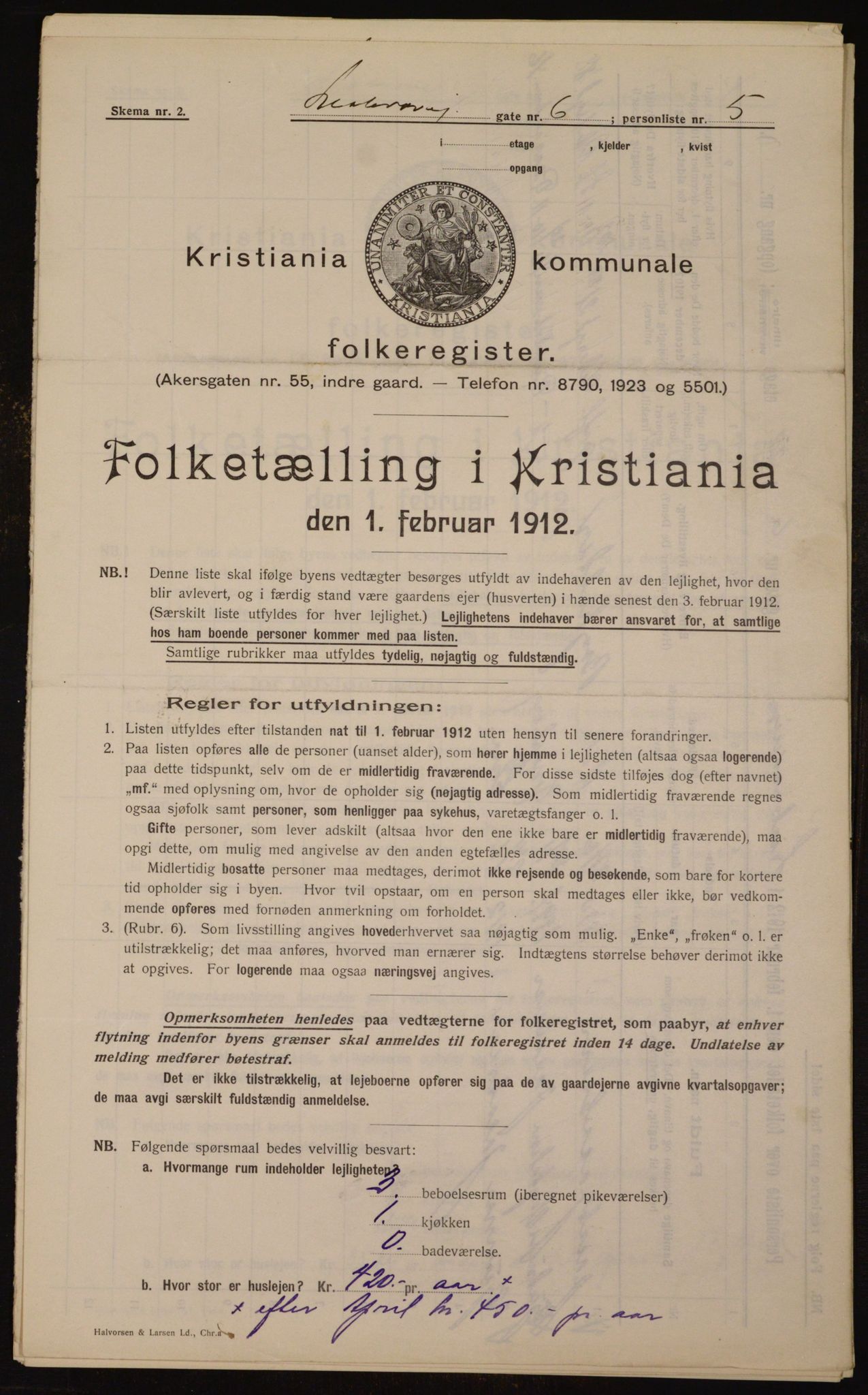 OBA, Municipal Census 1912 for Kristiania, 1912, p. 58188