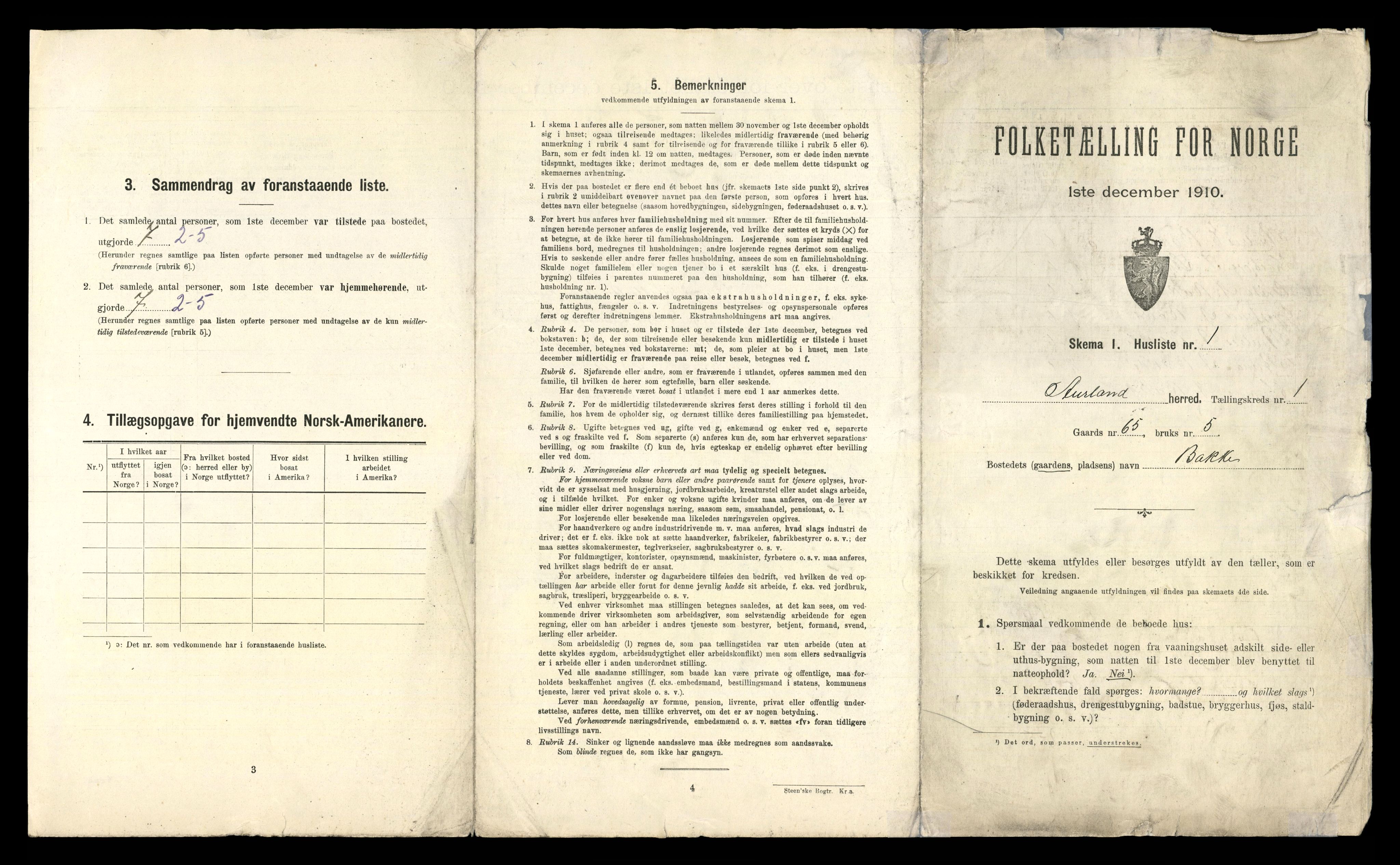 RA, 1910 census for Aurland, 1910, p. 35