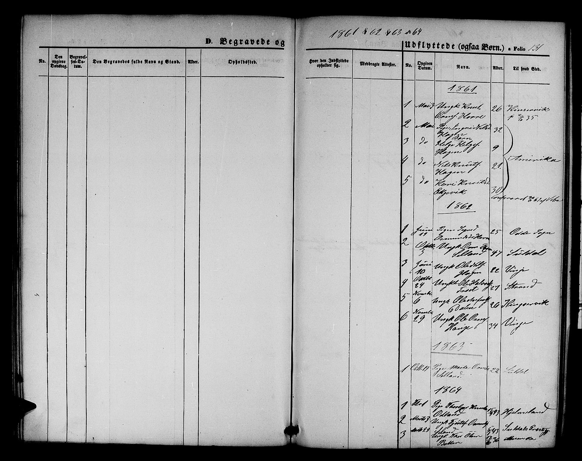Røldal sokneprestembete, SAB/A-100247: Parish register (copy) no. A 2, 1861-1886, p. 131