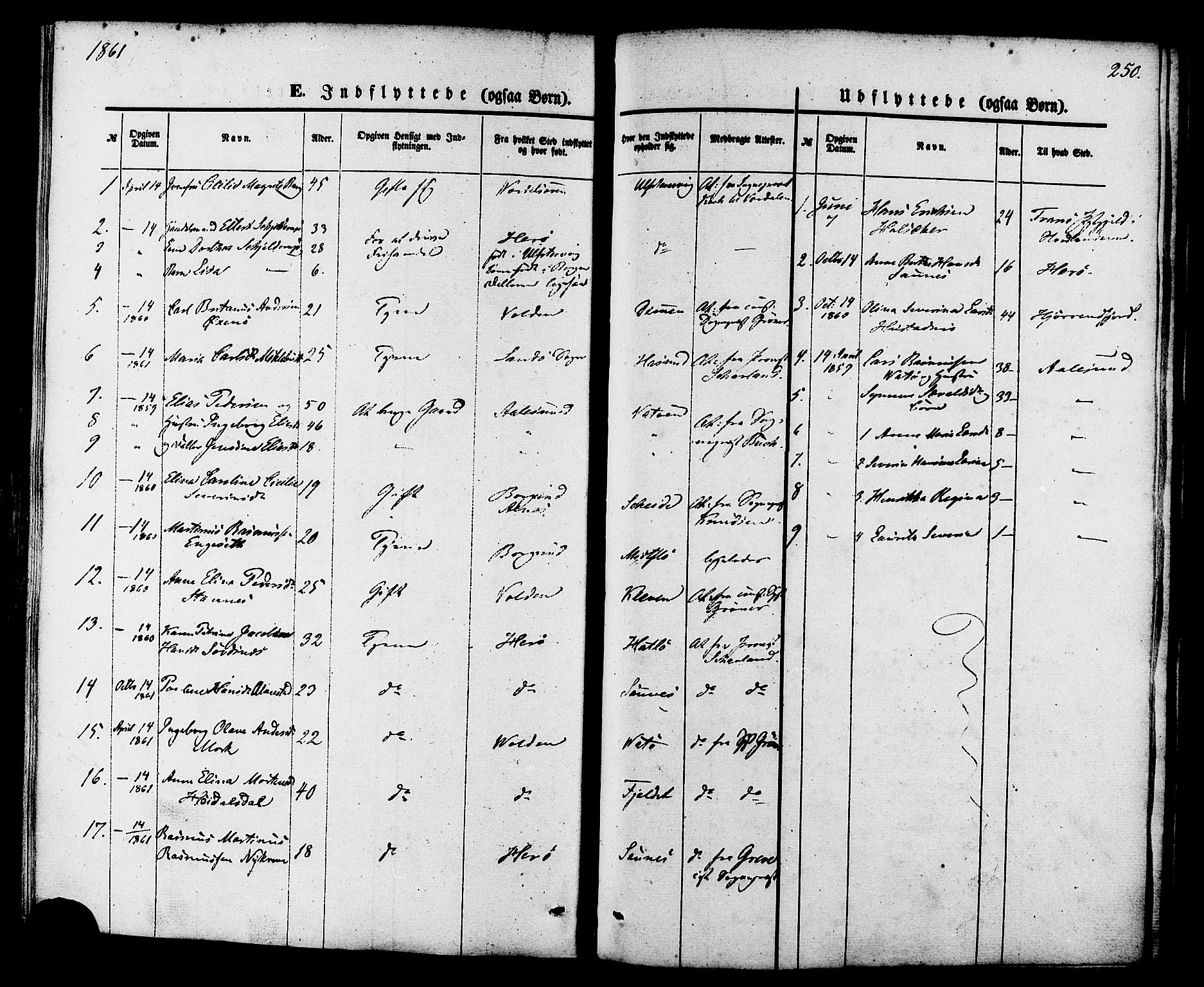 Ministerialprotokoller, klokkerbøker og fødselsregistre - Møre og Romsdal, SAT/A-1454/509/L0105: Parish register (official) no. 509A03, 1848-1882, p. 250