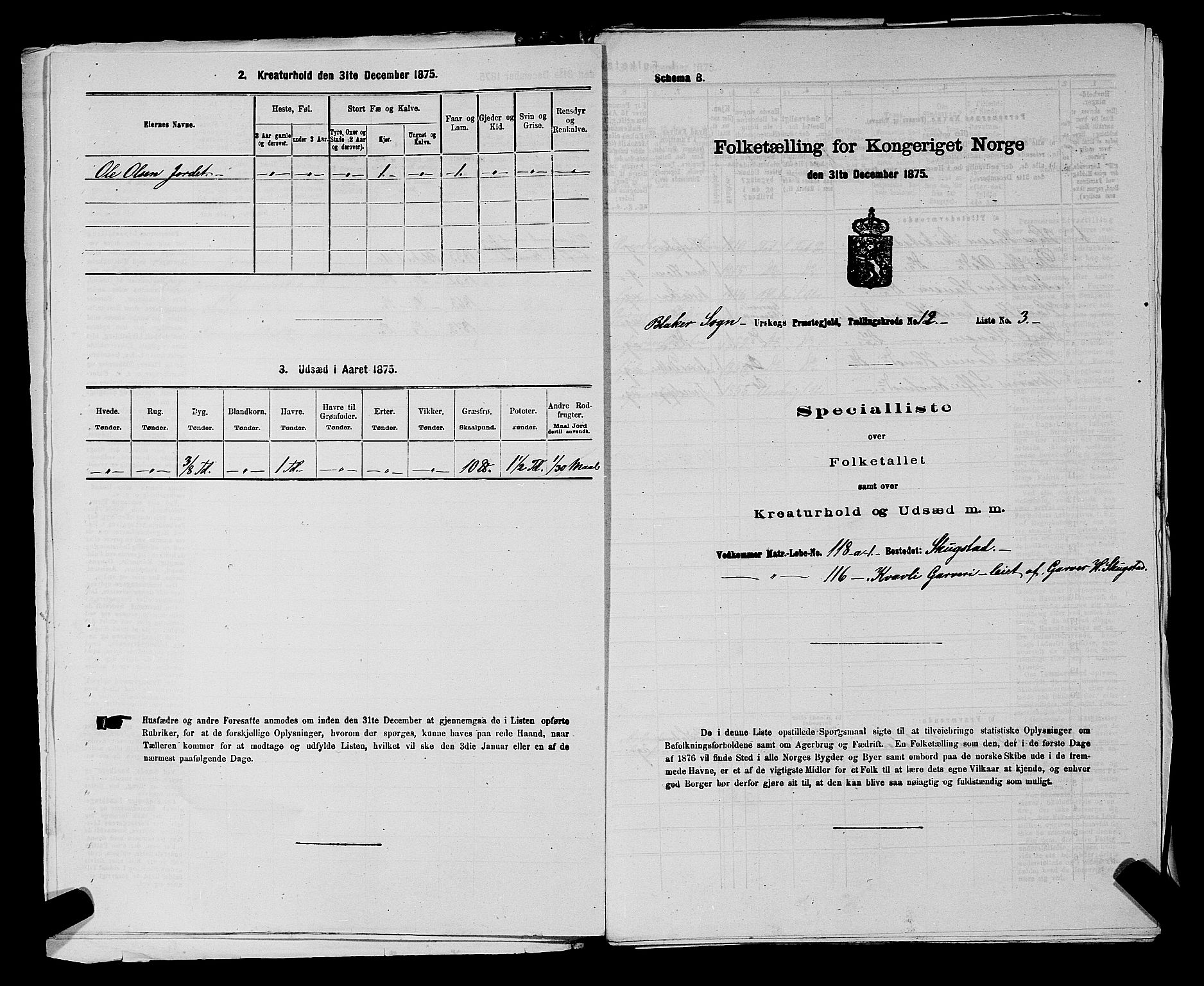 RA, 1875 census for 0224P Aurskog, 1875, p. 1167