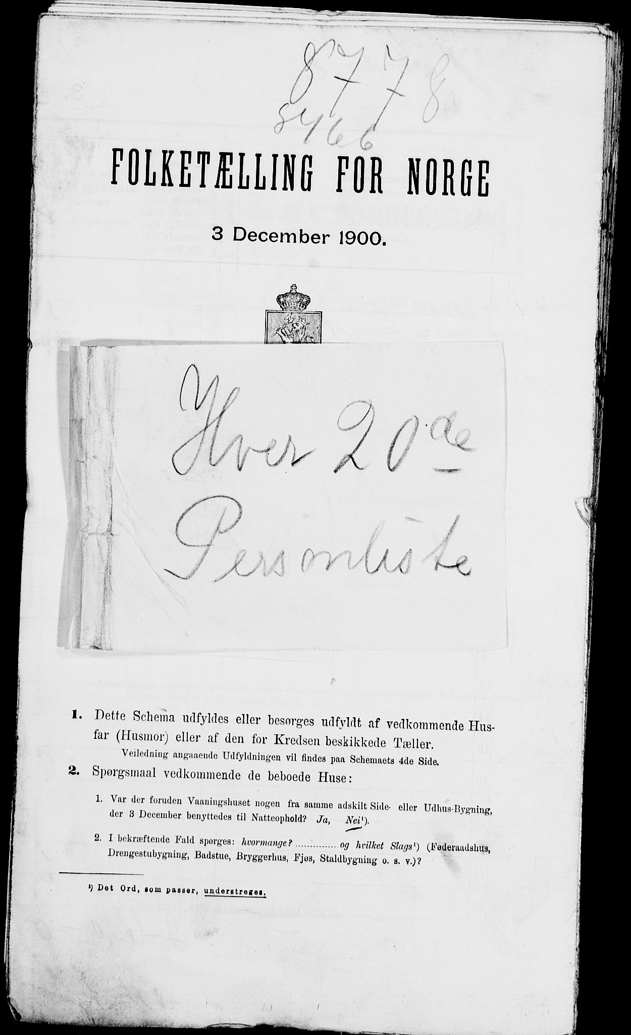 SAK, 1900 census for Gjerstad, 1900, p. 44