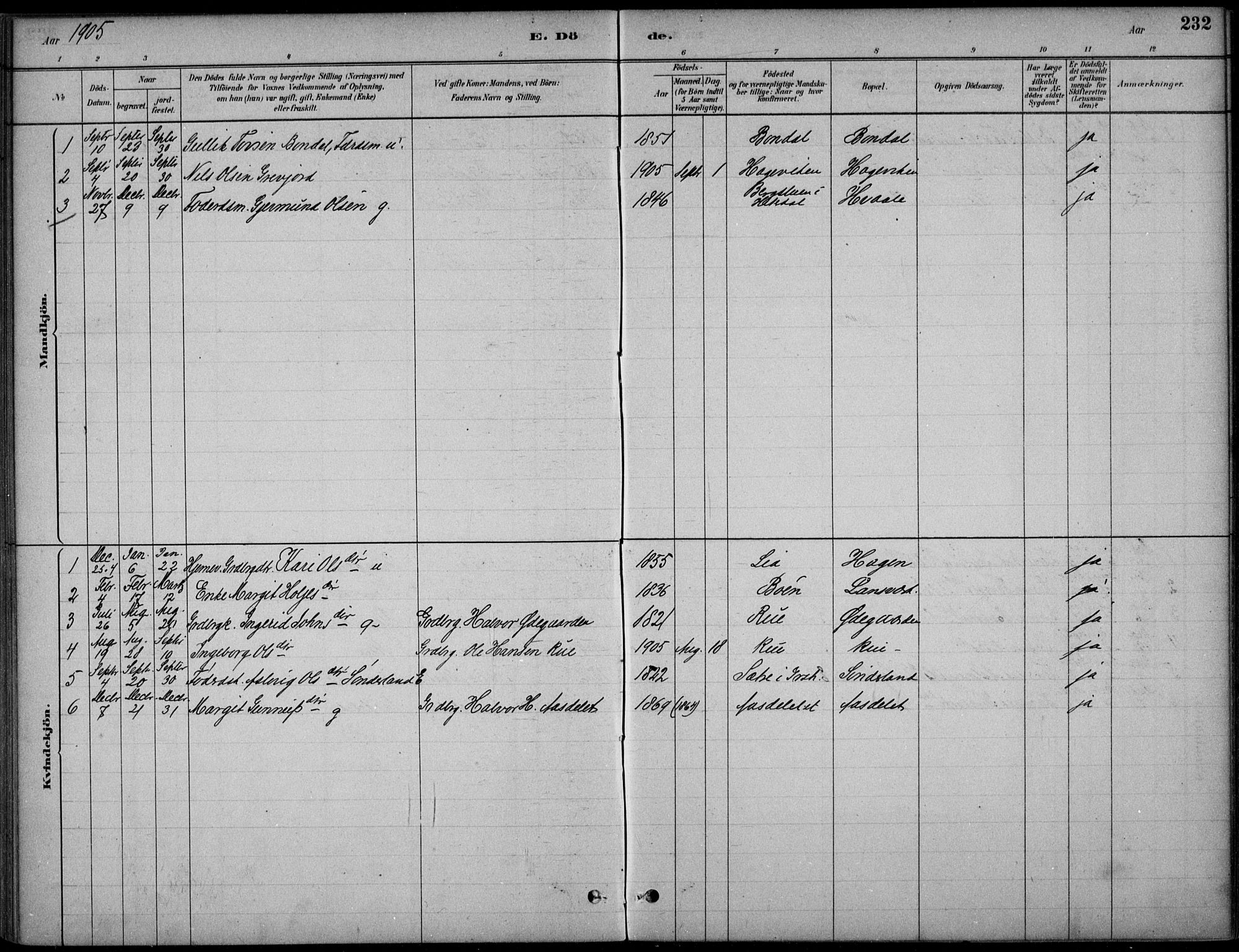 Hjartdal kirkebøker, SAKO/A-270/F/Fc/L0002: Parish register (official) no. III 2, 1880-1936, p. 232
