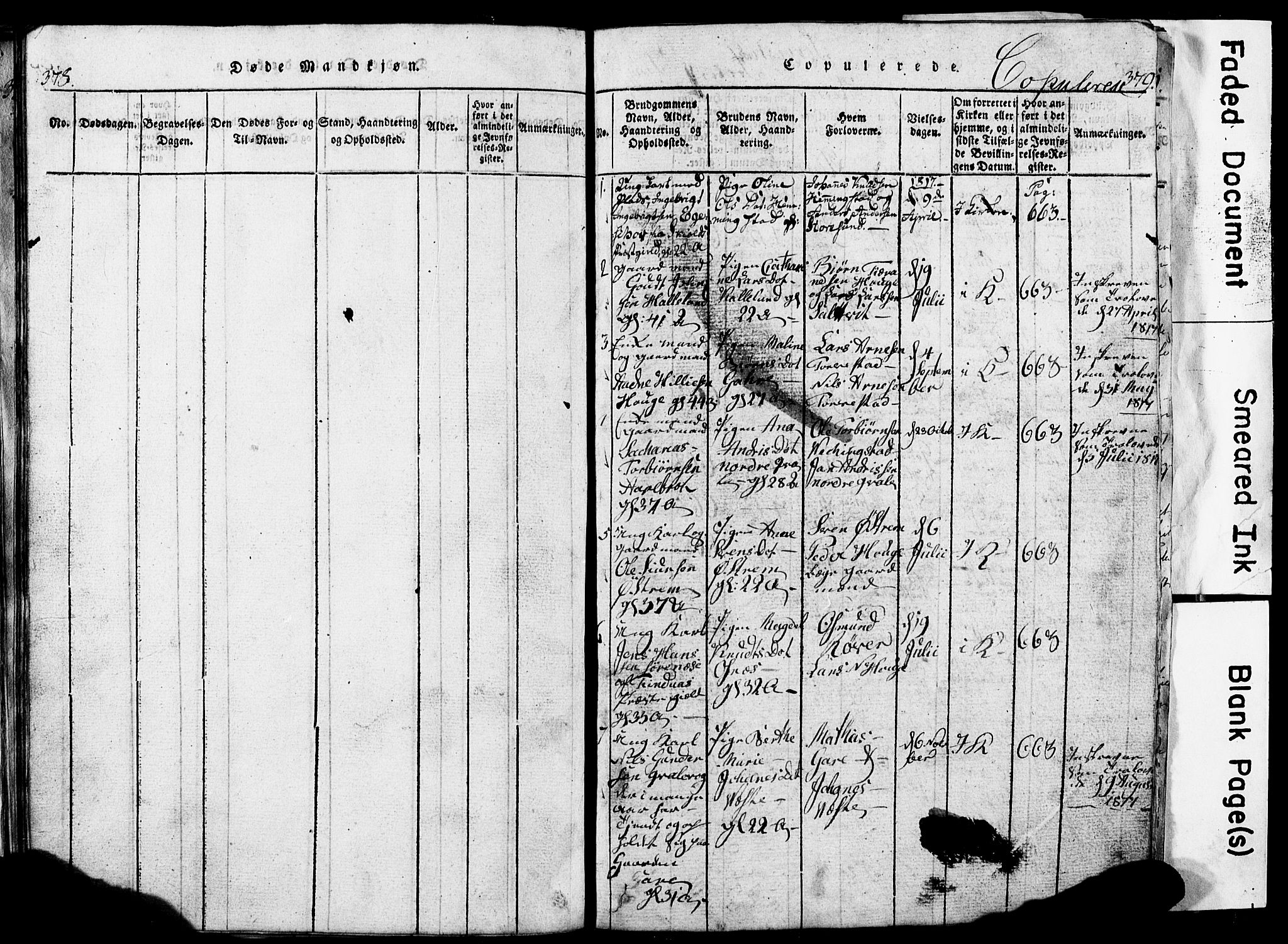 Torvastad sokneprestkontor, SAST/A -101857/H/Ha/Hab/L0002: Parish register (copy) no. B 2, 1817-1834, p. 378-379