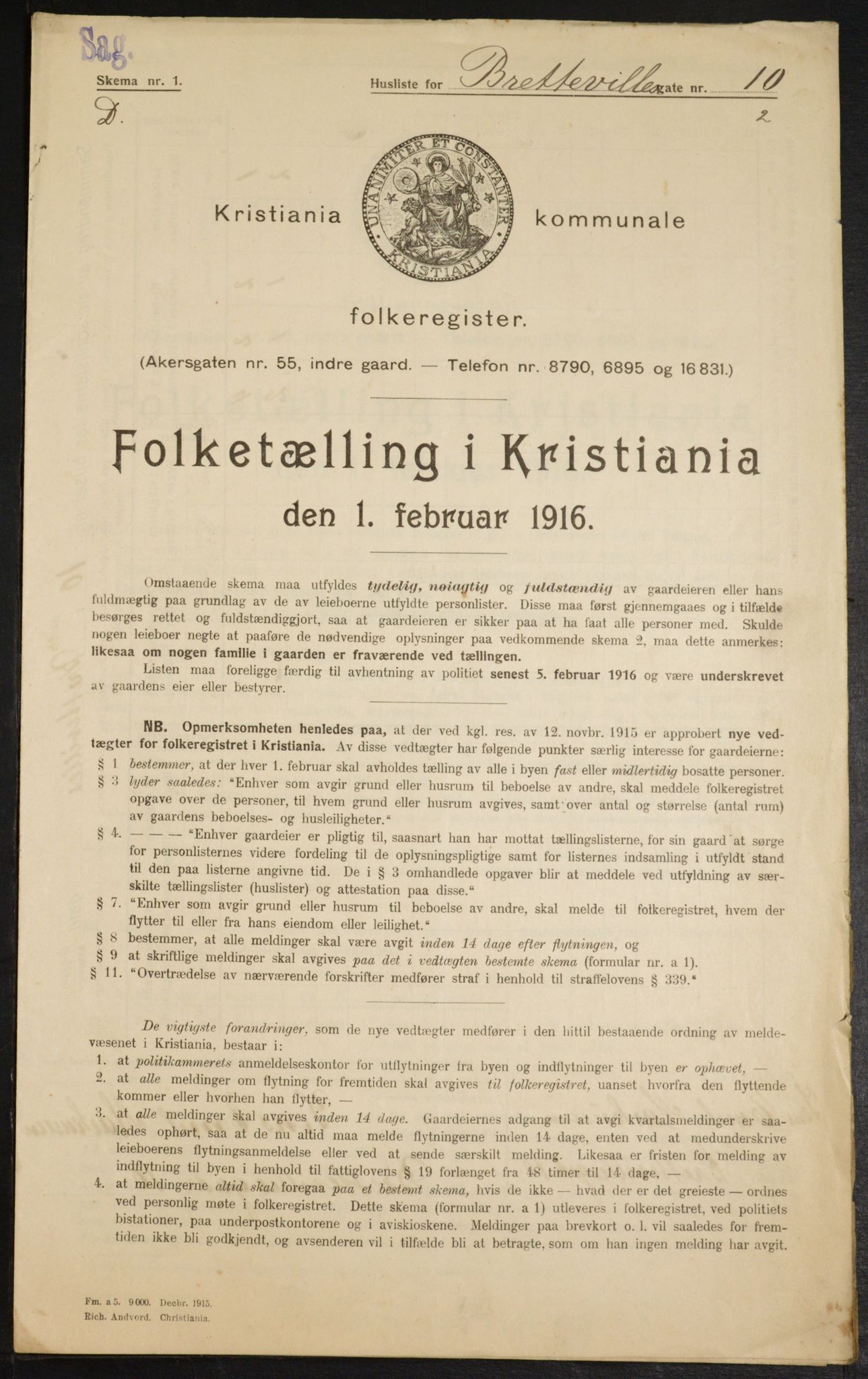 OBA, Municipal Census 1916 for Kristiania, 1916, p. 8863