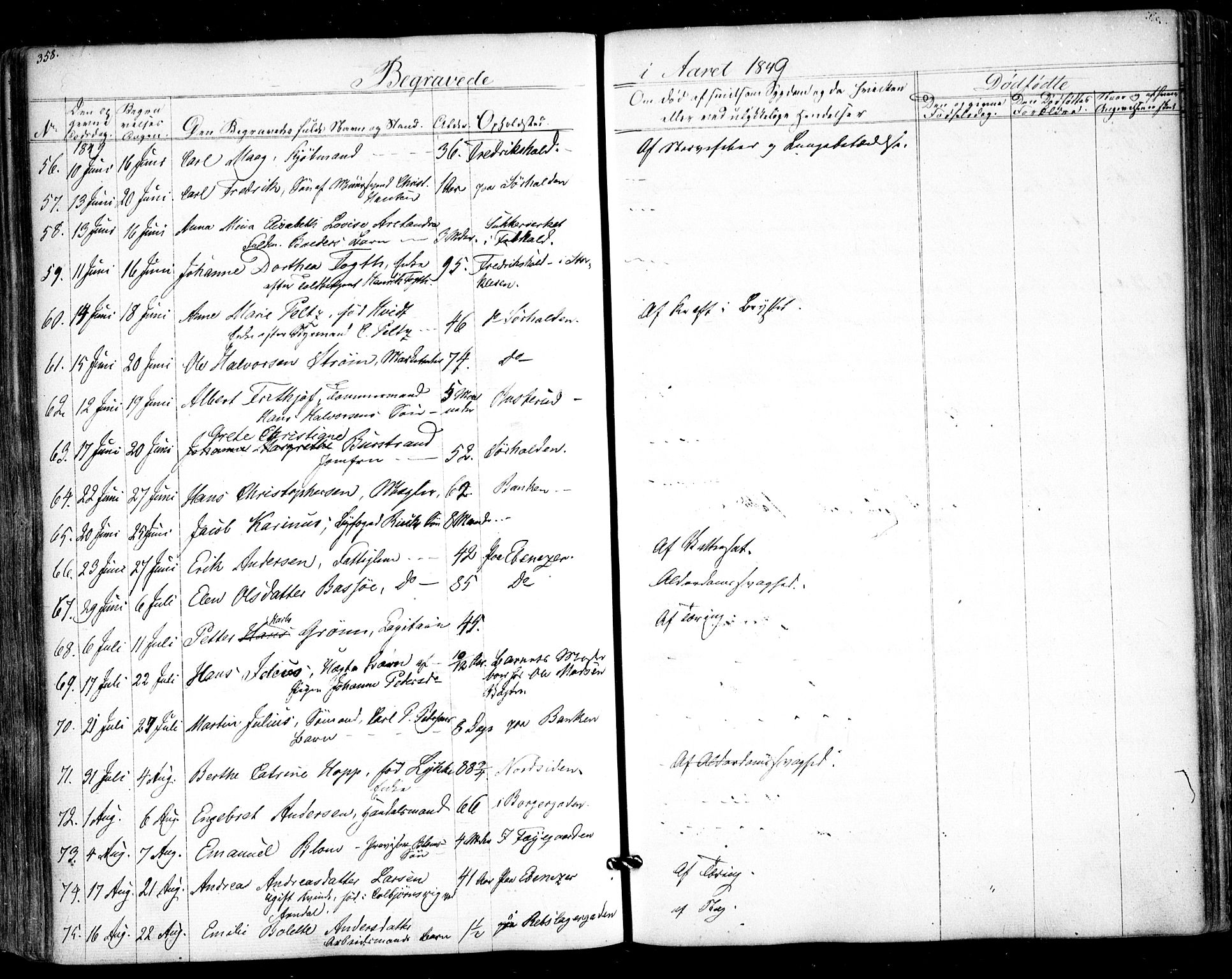 Halden prestekontor Kirkebøker, AV/SAO-A-10909/F/Fa/L0006: Parish register (official) no. I 6, 1845-1856, p. 358